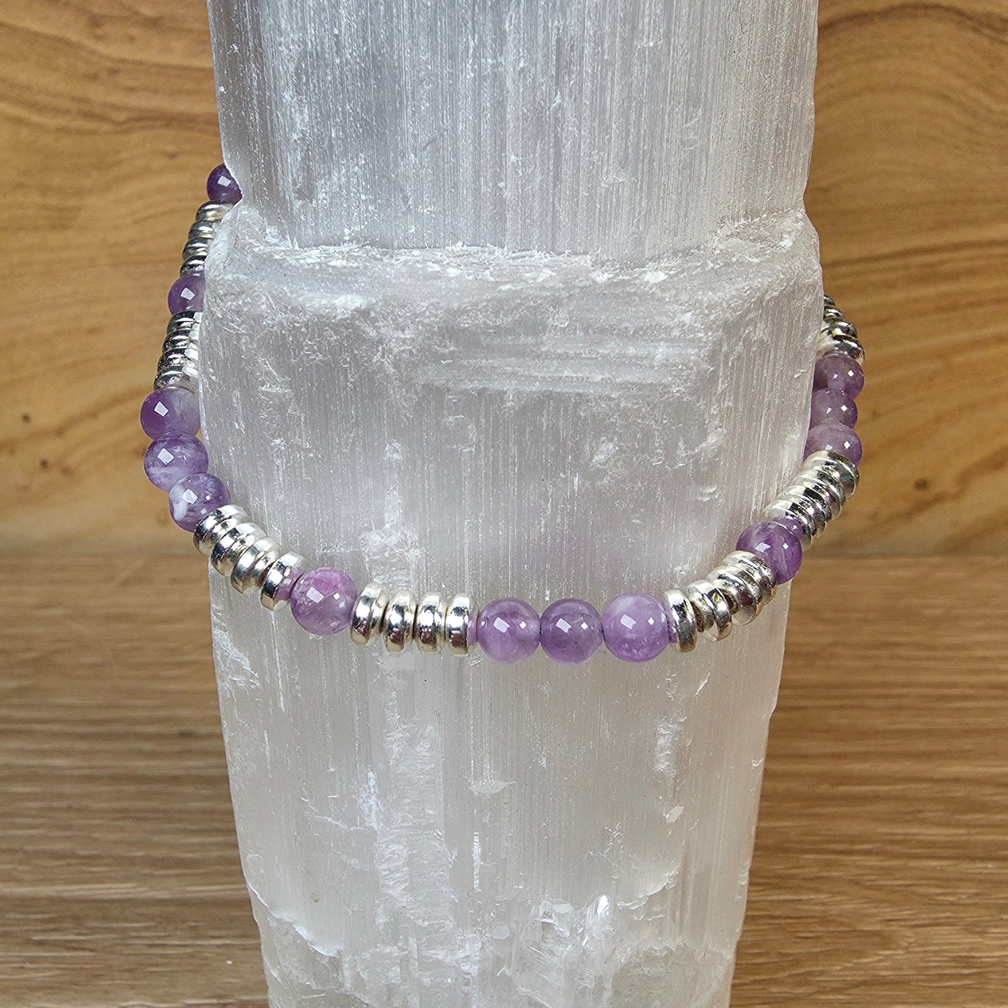 Amethyst Stainless Steel Bracelet - Adjustable
