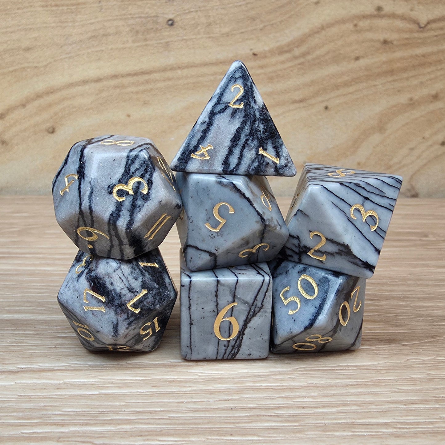 Black Network Jasper Dungeons & Dragons Polyhedral Set