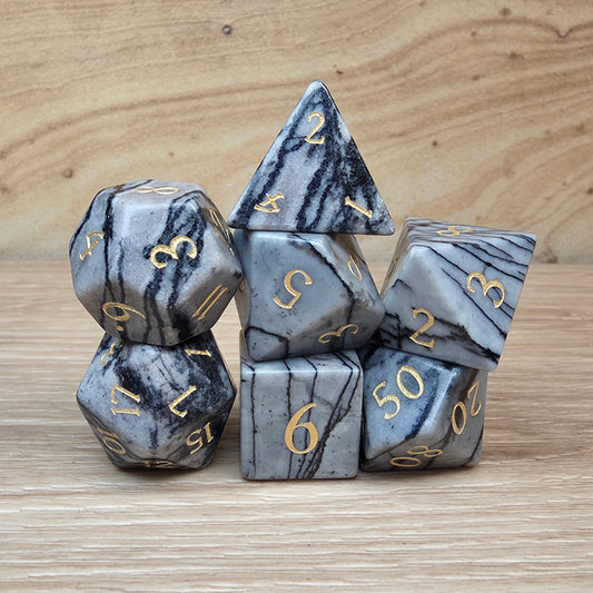 Black Network Jasper Dungeons & Dragons Polyhedral Set