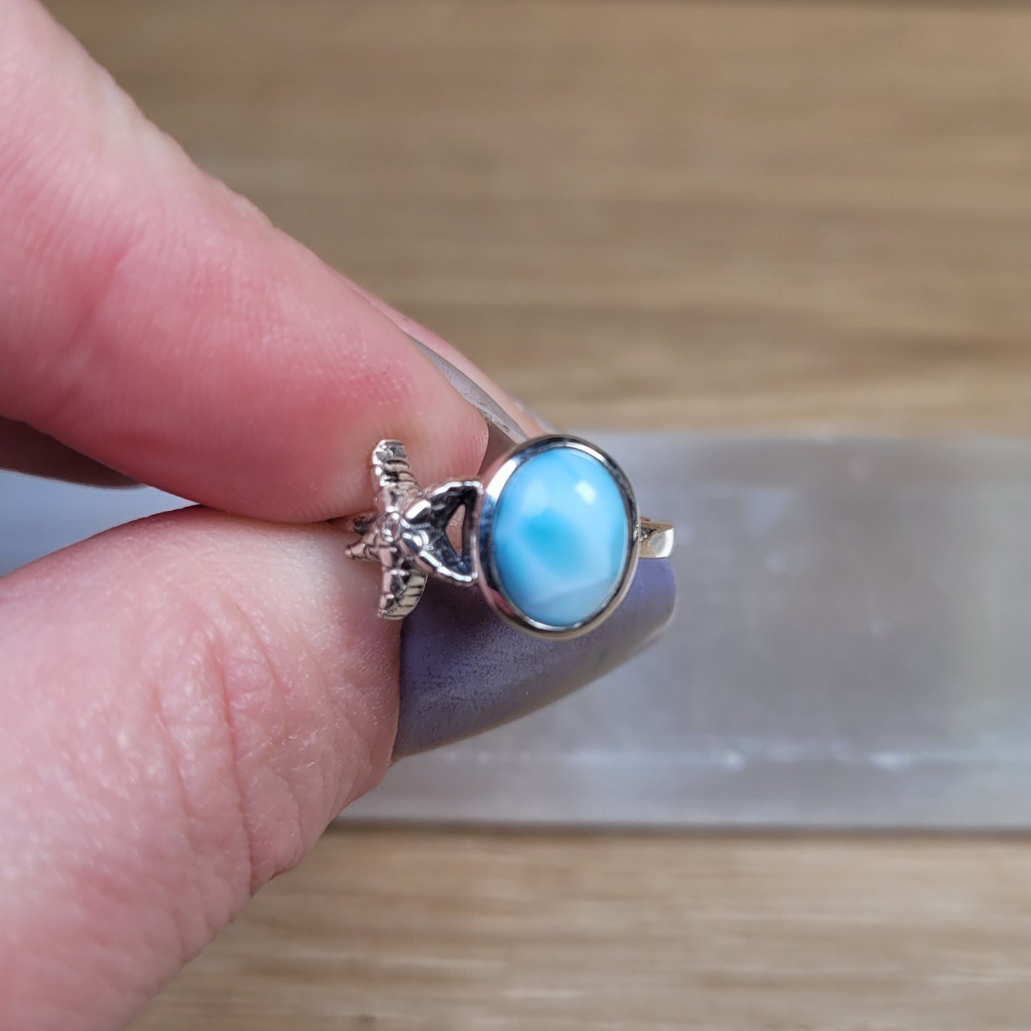Larimar Sterling Silver Ring - Size 6