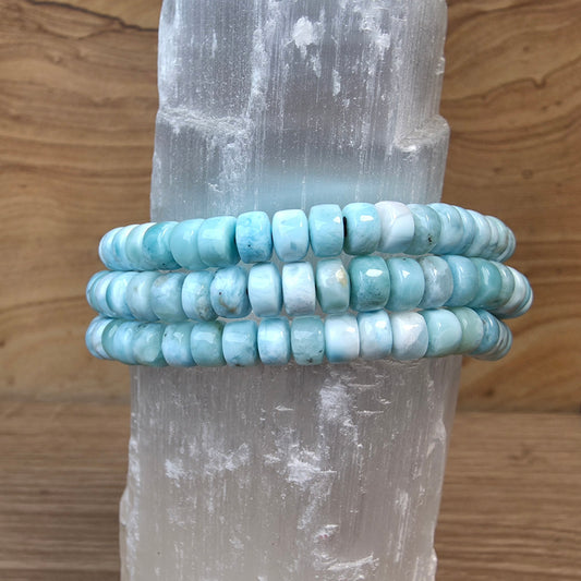Larimar Rondelle Bracelet - 6mm to 7mm