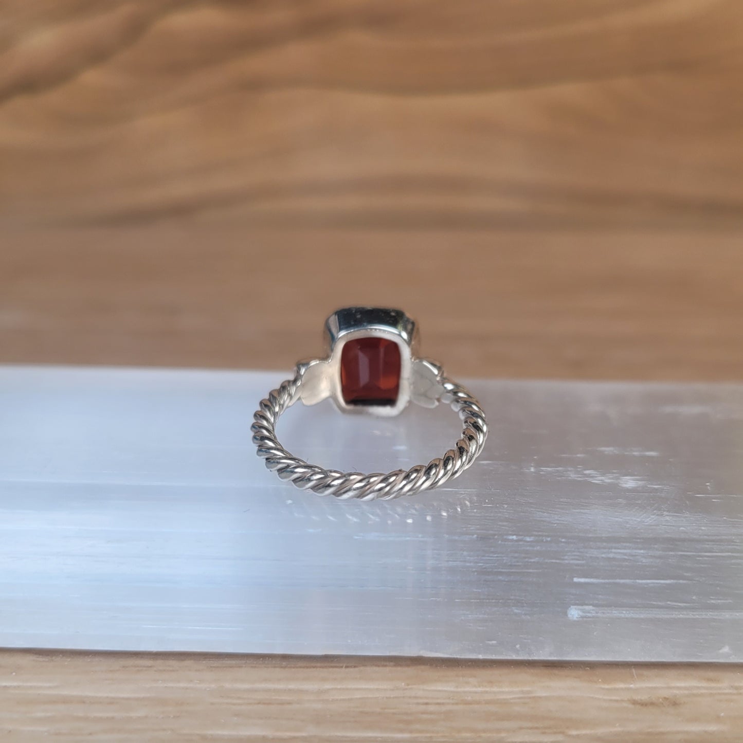 Garnet Sterling Silver Ring - Size 5