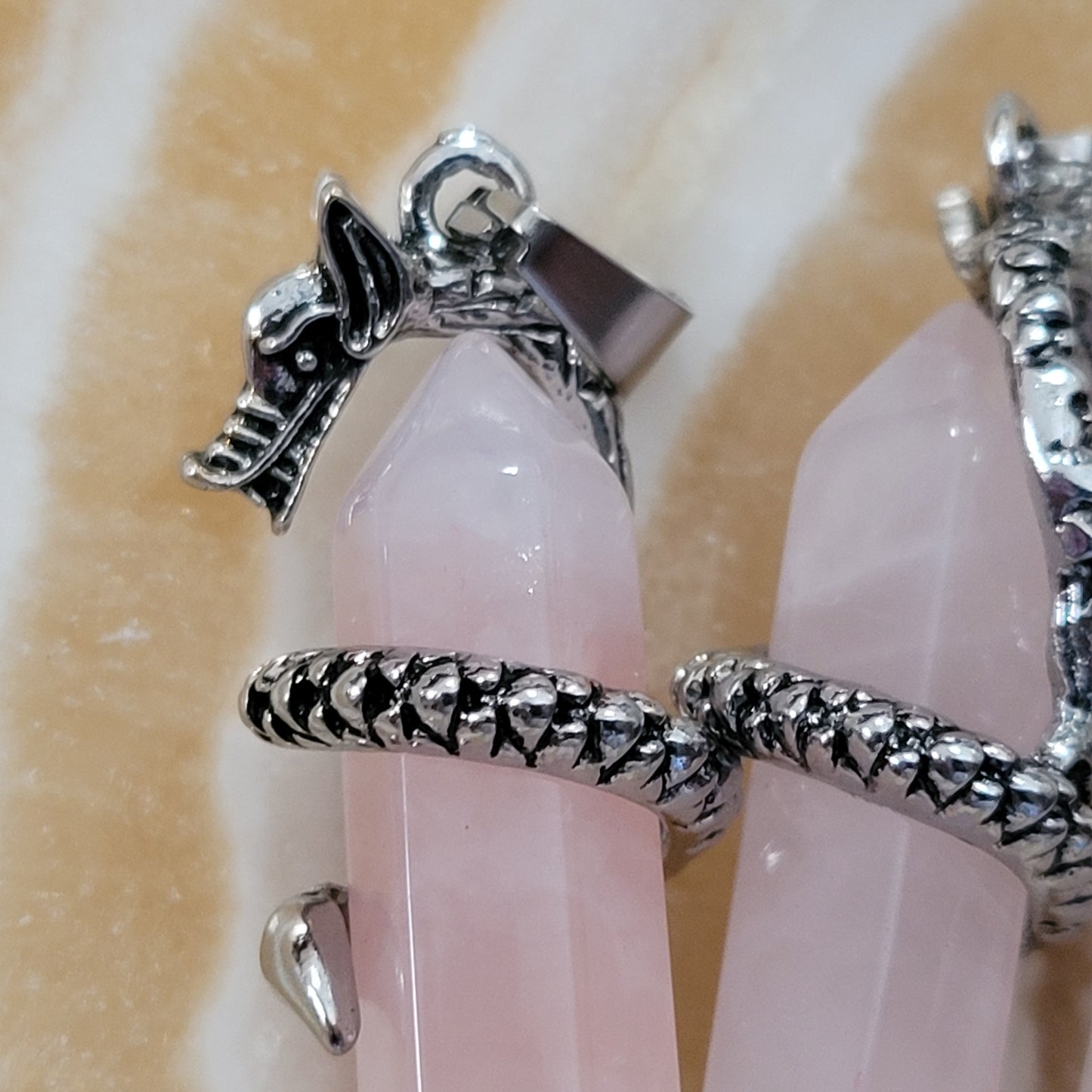 Rose Quartz Dragon Necklace