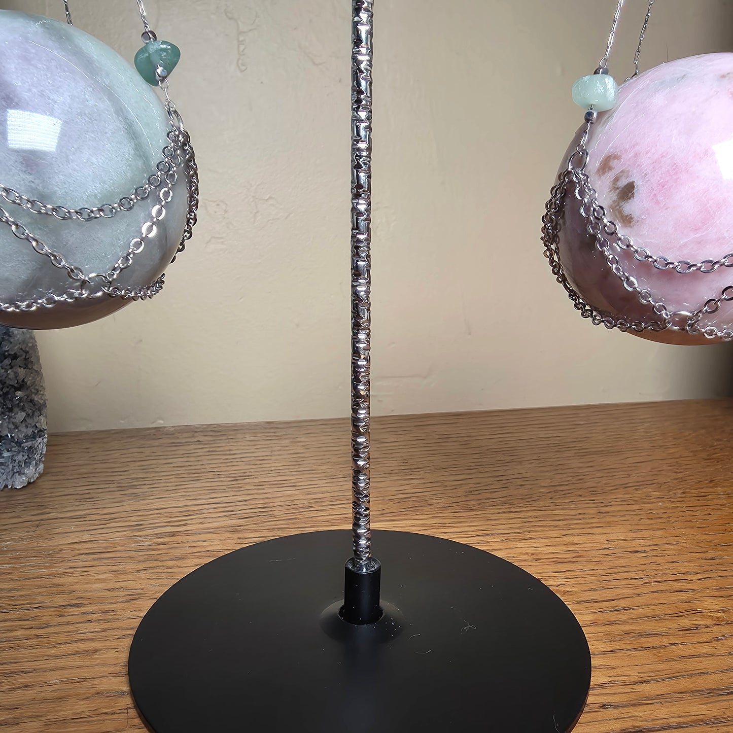 Double Hanging Sphere Holder | Green Adventurine