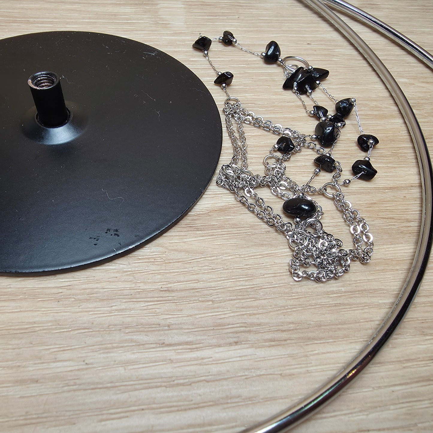 Crescent Moon Crystal Sphere Holder | Obsidian