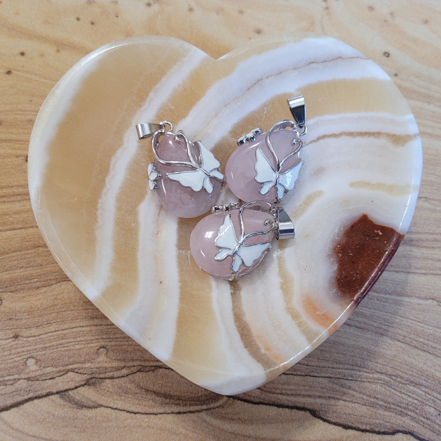 Rose Quartz Butterfly Necklace