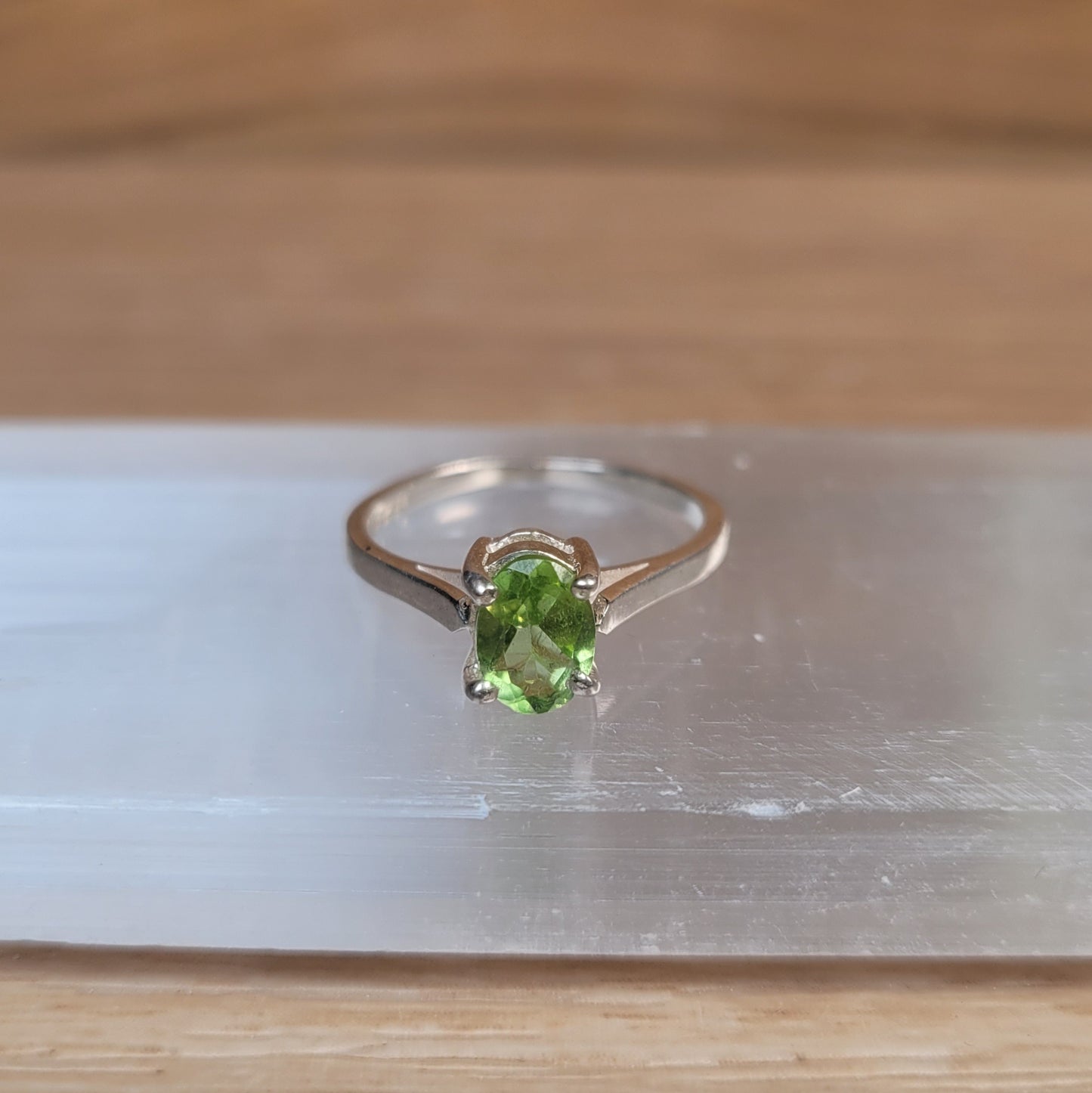 Peridot Sterling Silver Ring - Size 6