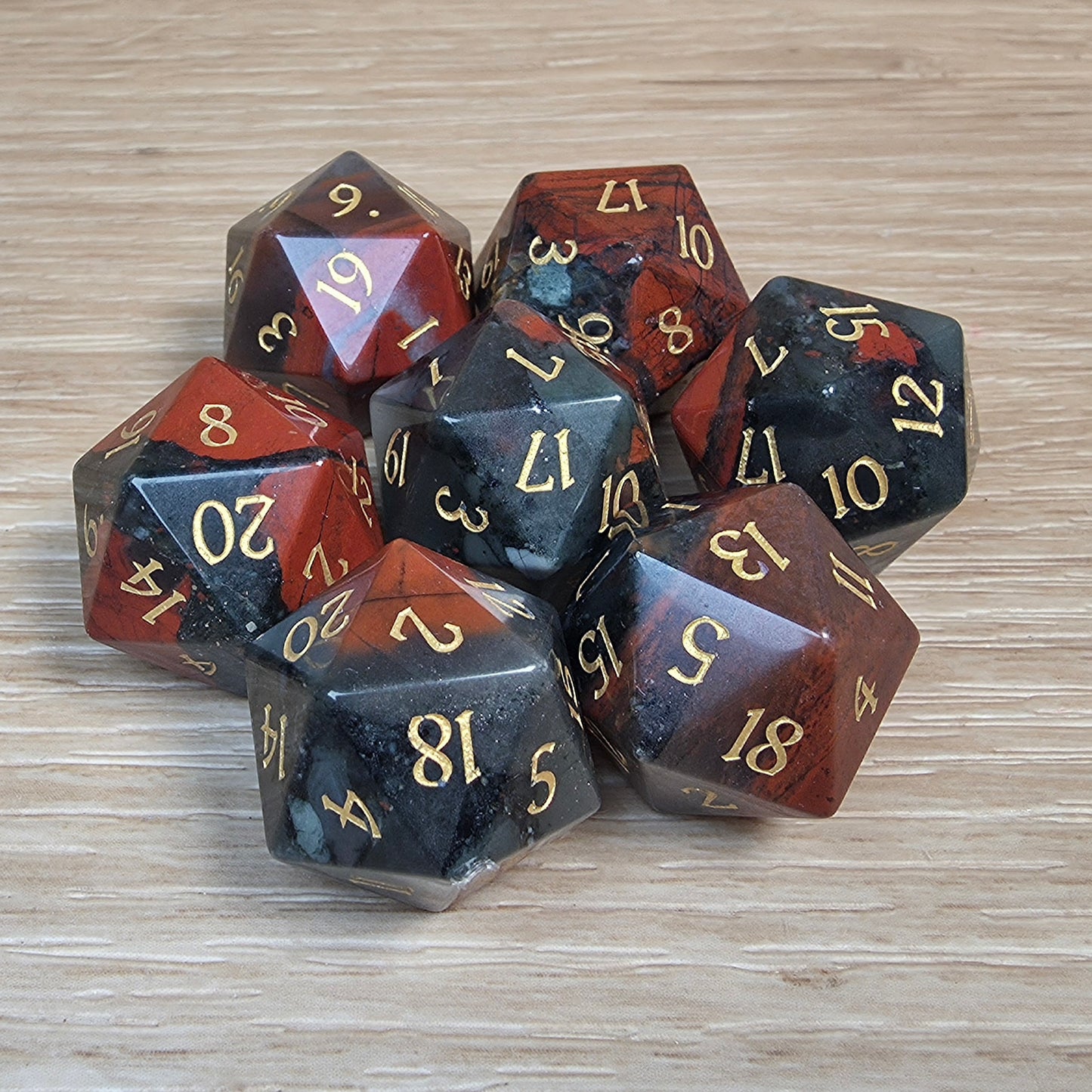 African Bloodstone Dungeons & Dragons Polyhedral D20 Dice