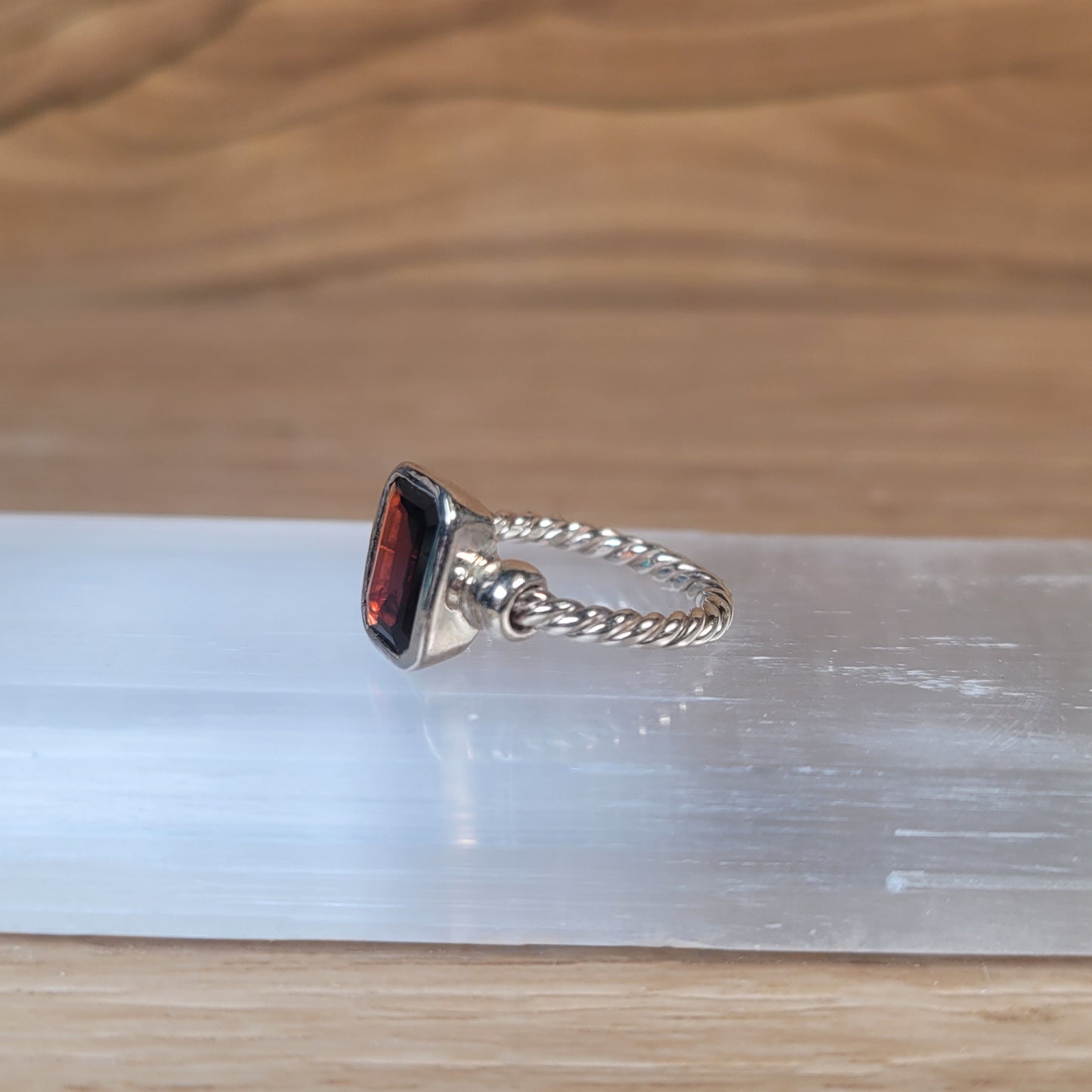 Garnet Sterling Silver Ring - Size 5