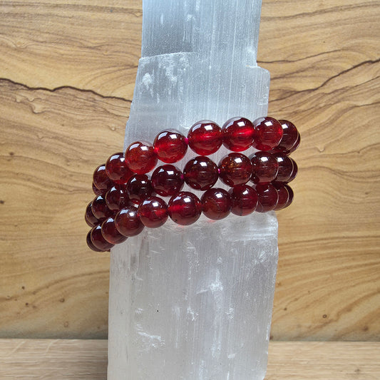 Natural Garnet Bracelet – 8mm to 8.5mm Deep Red Gemstone Beads