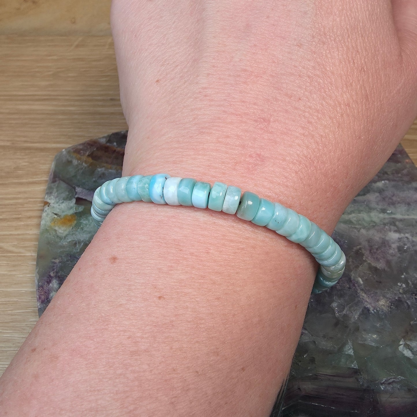 Larimar Rondelle Bracelet - 6mm to 7mm