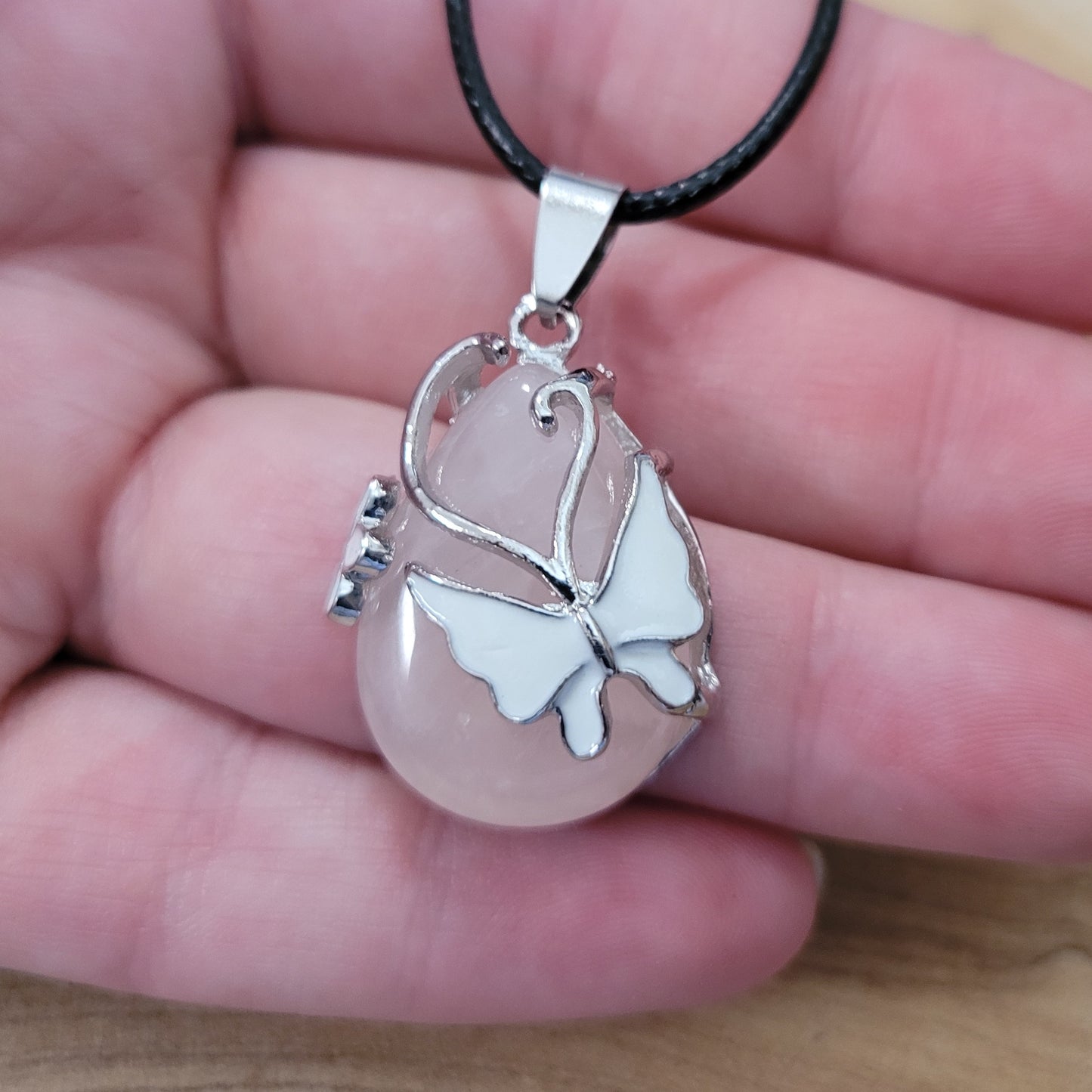 Rose Quartz Butterfly Necklace