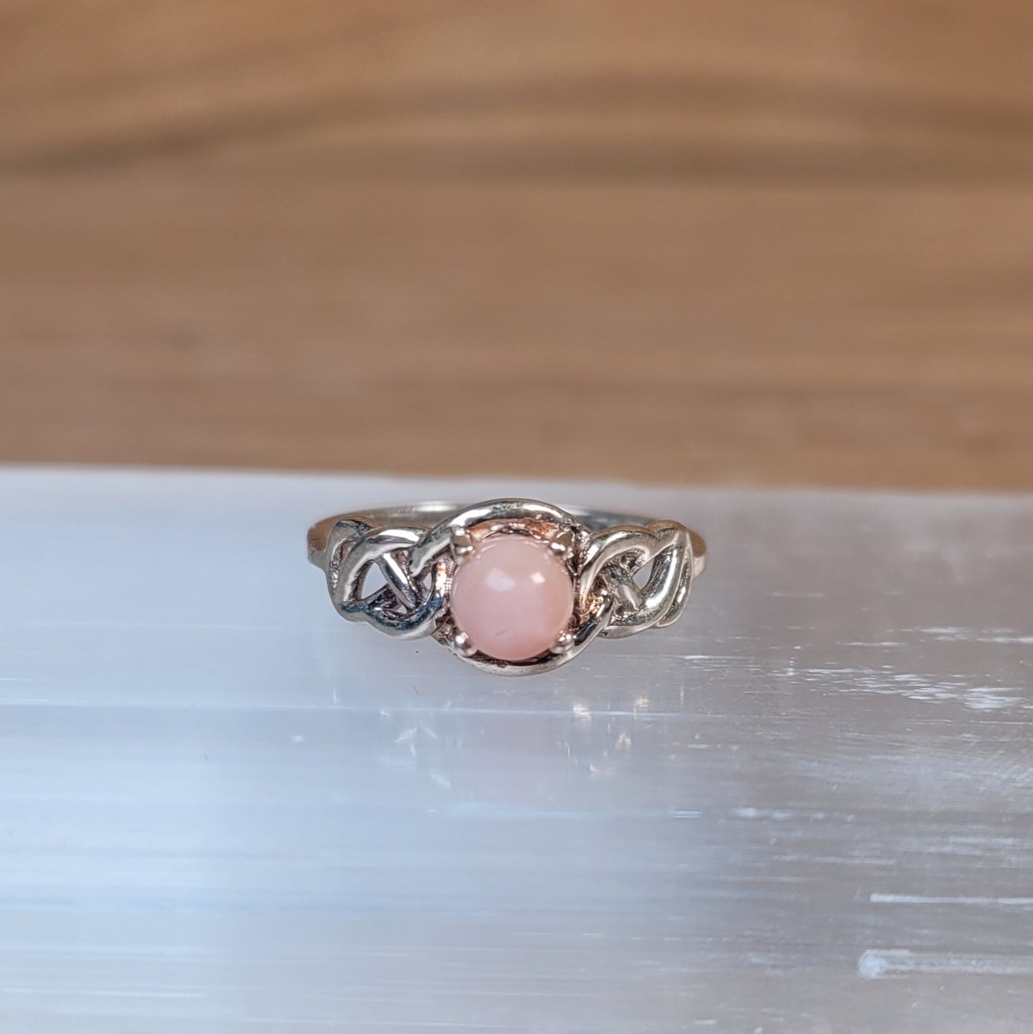 Pink Opal Sterling Silver Ring - Size 5