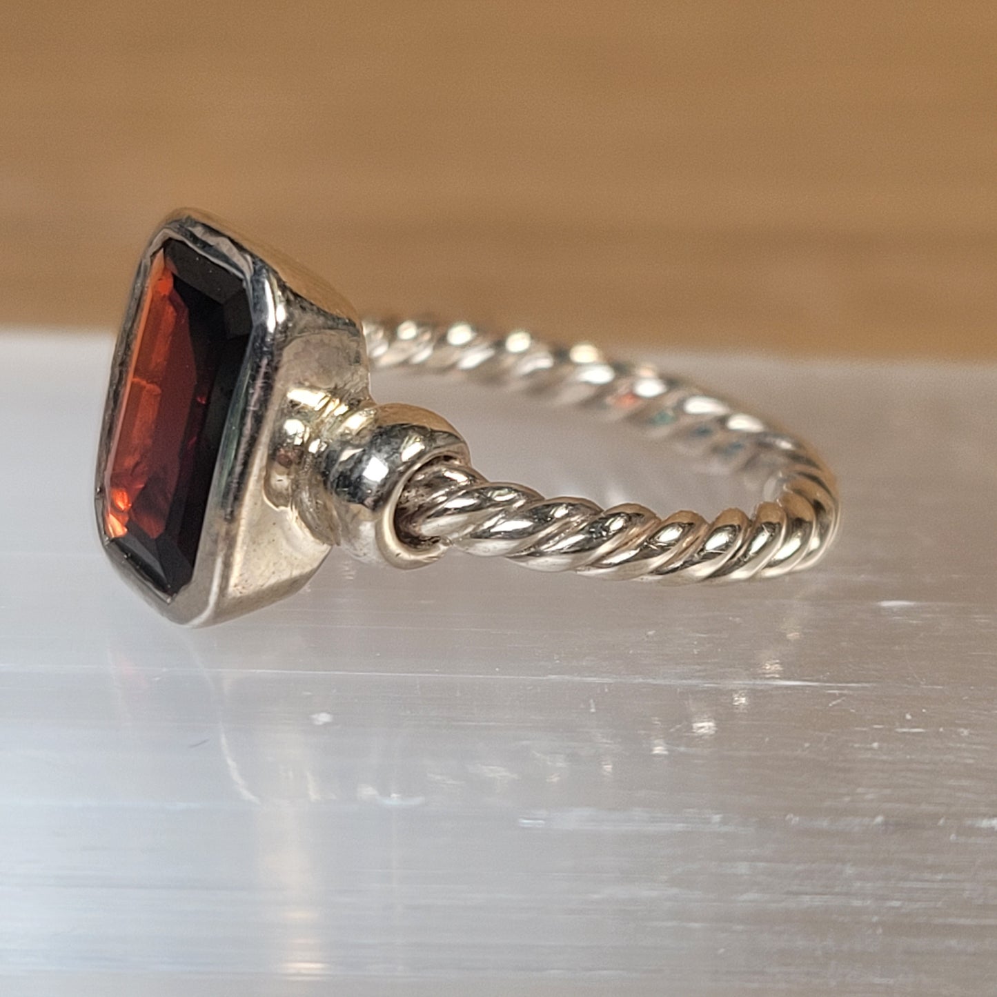 Garnet Sterling Silver Ring - Size 5