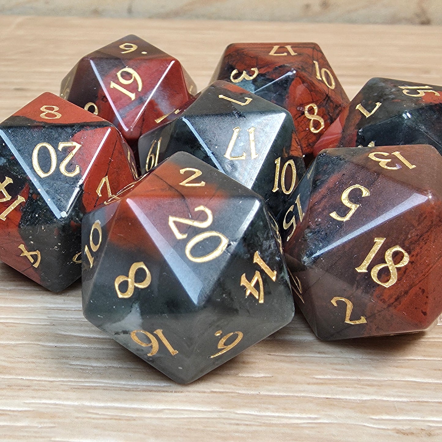 African Bloodstone Dungeons & Dragons Polyhedral D20 Dice