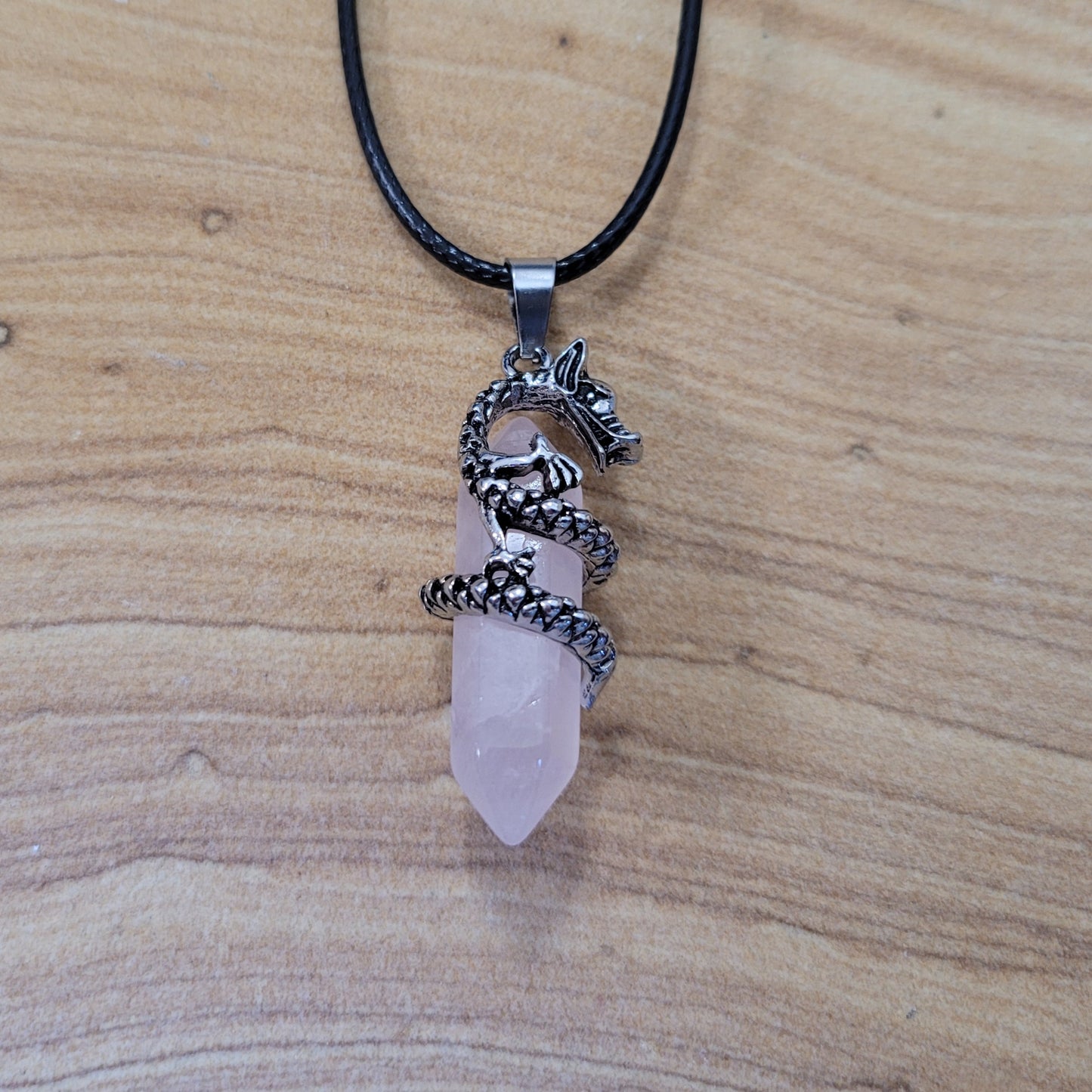 Rose Quartz Dragon Necklace