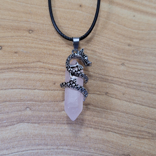 Rose Quartz Dragon Necklace