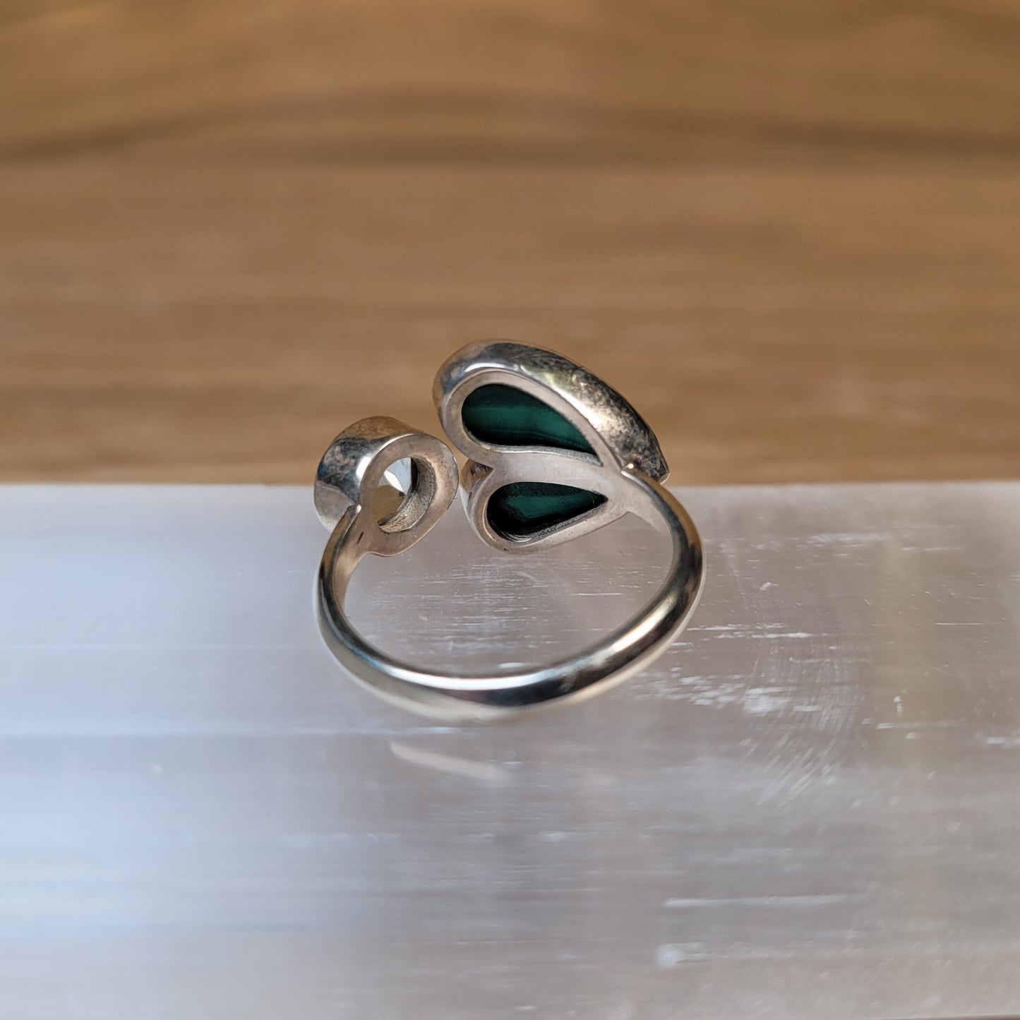 Malachite & Prasiolite Sterling Silver Ring - Size 5
