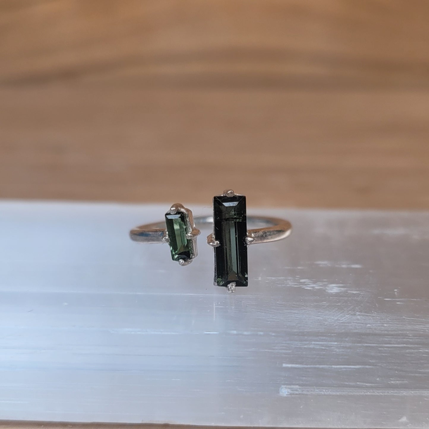 Green Tourmaline Sterling Silver Ring - Size 5