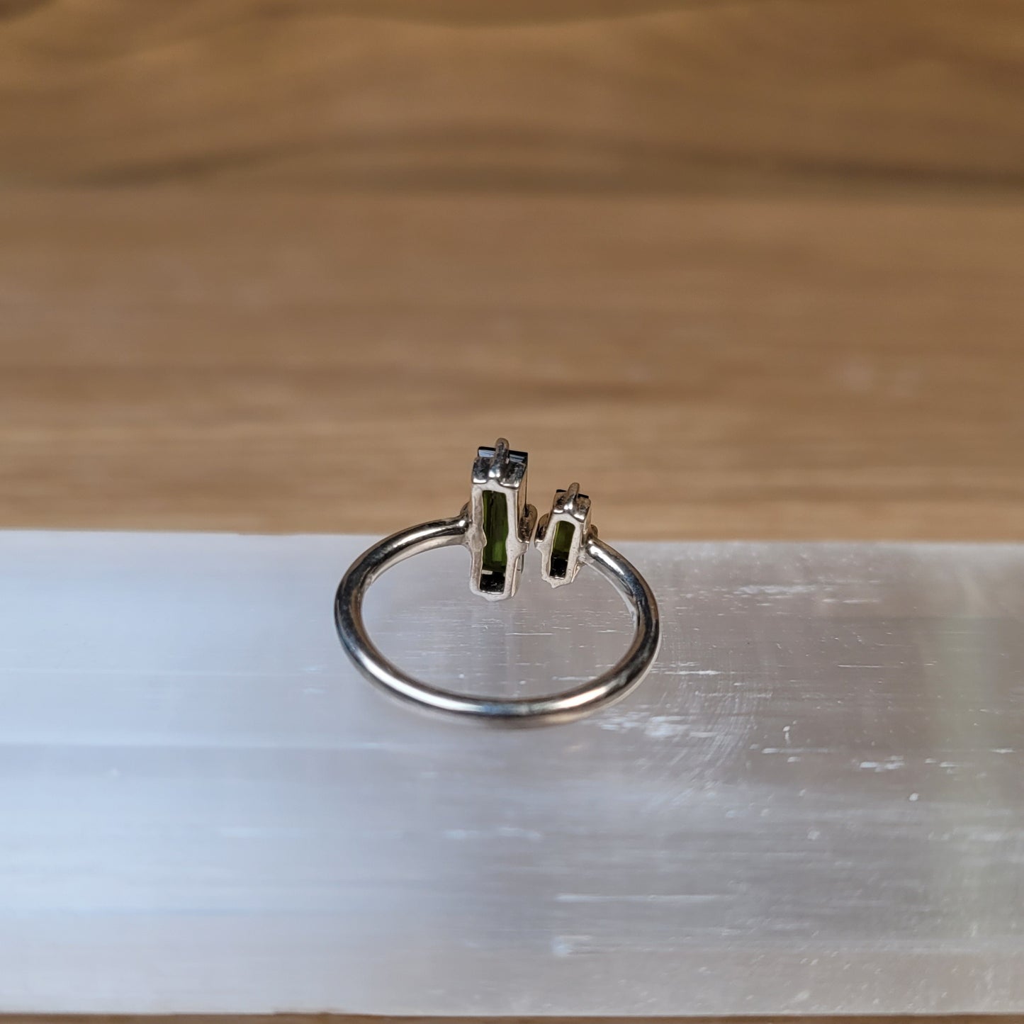 Green Tourmaline Sterling Silver Ring - Size 4
