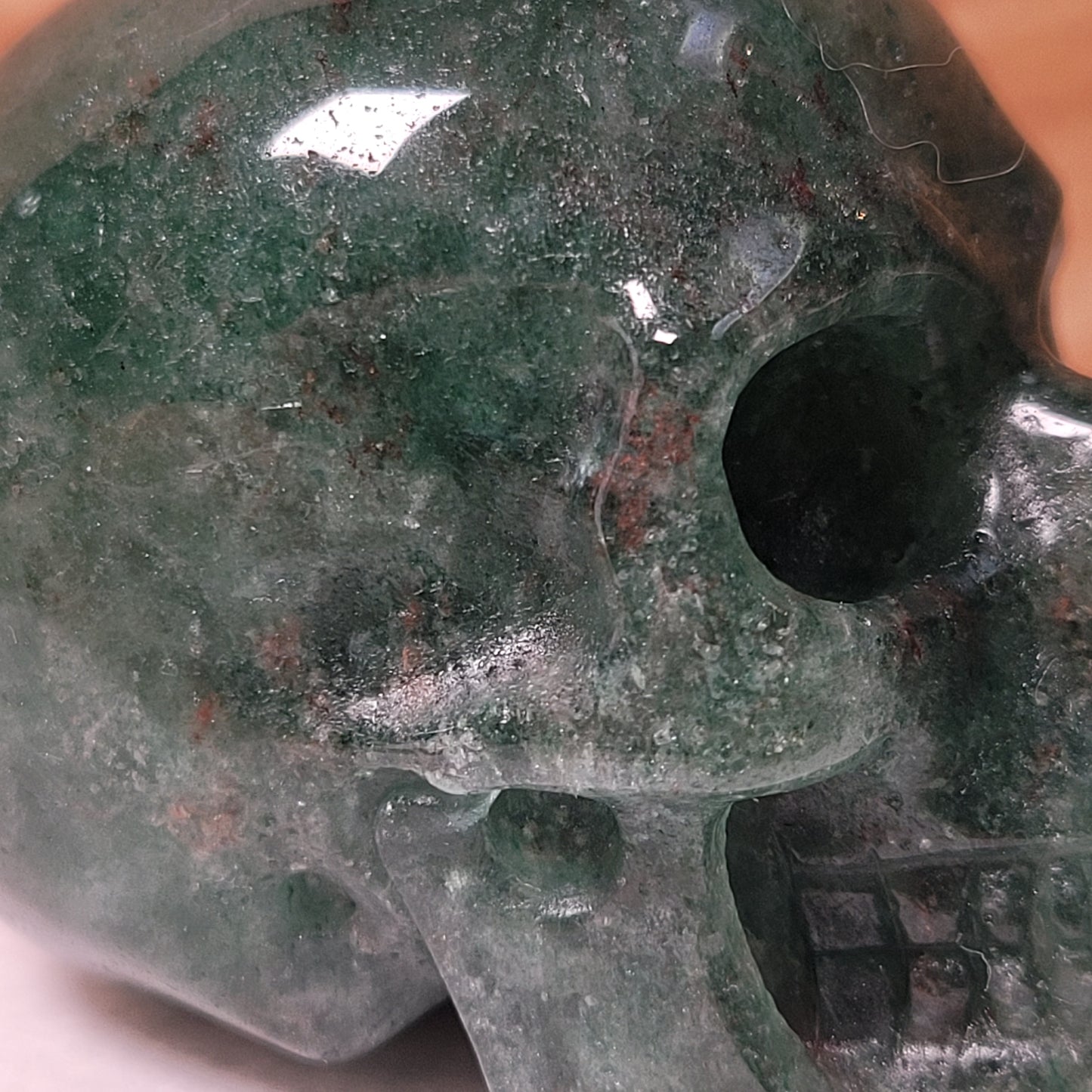 Green Strawberry Quartz 2" Skull