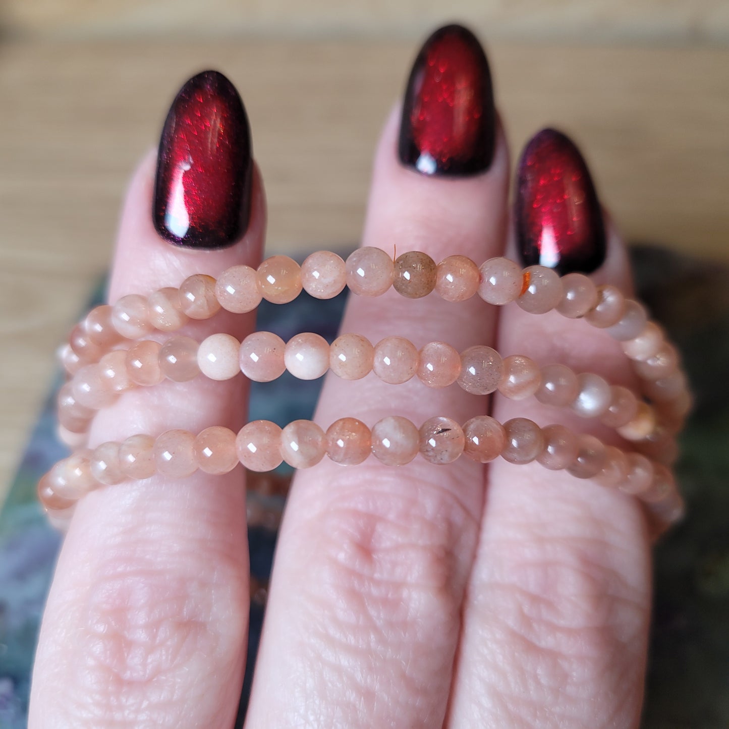 Peach Moonstone Bracelet - 4mm to 4.5mm