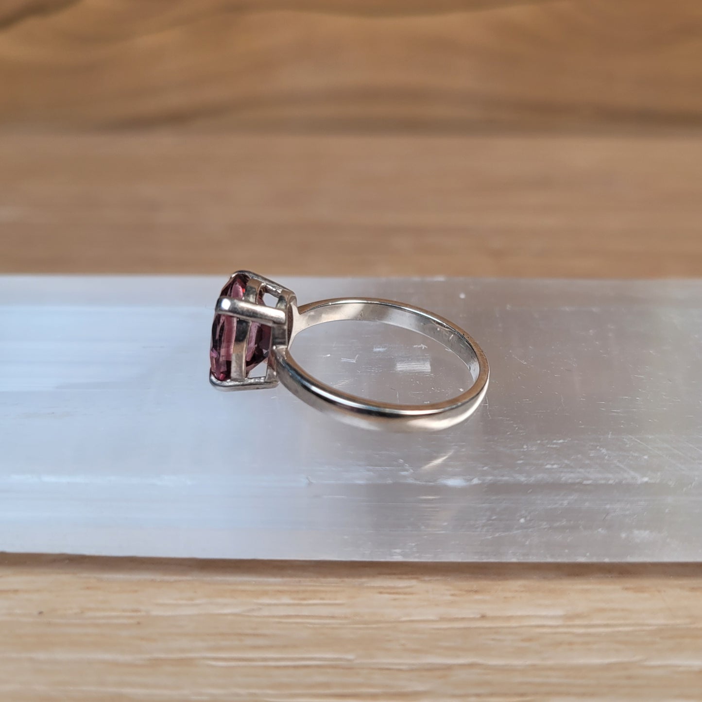 Garnet Sterling Silver Ring - Size 6
