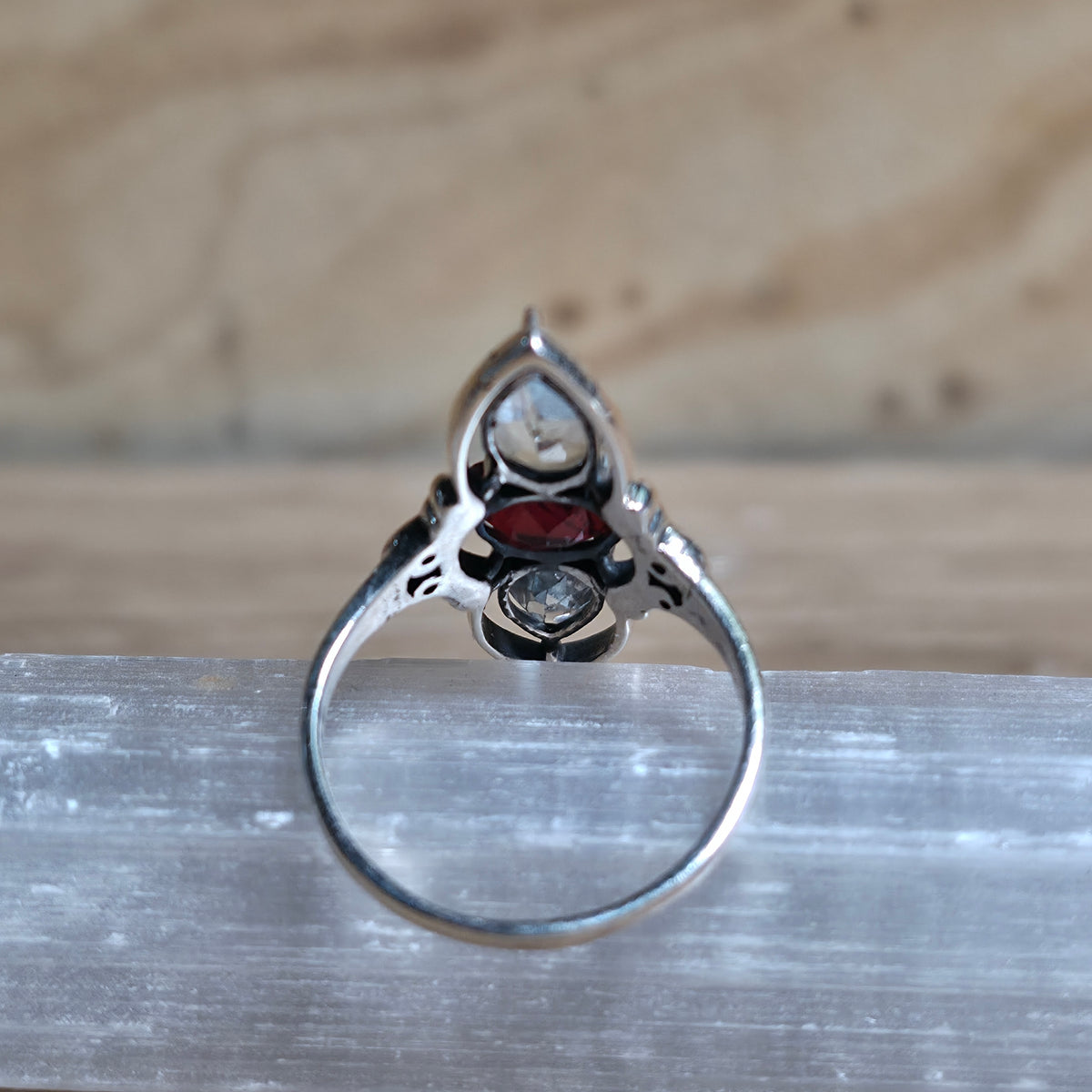 Topaz & Garnet Sterling Silver Ring - Size 6