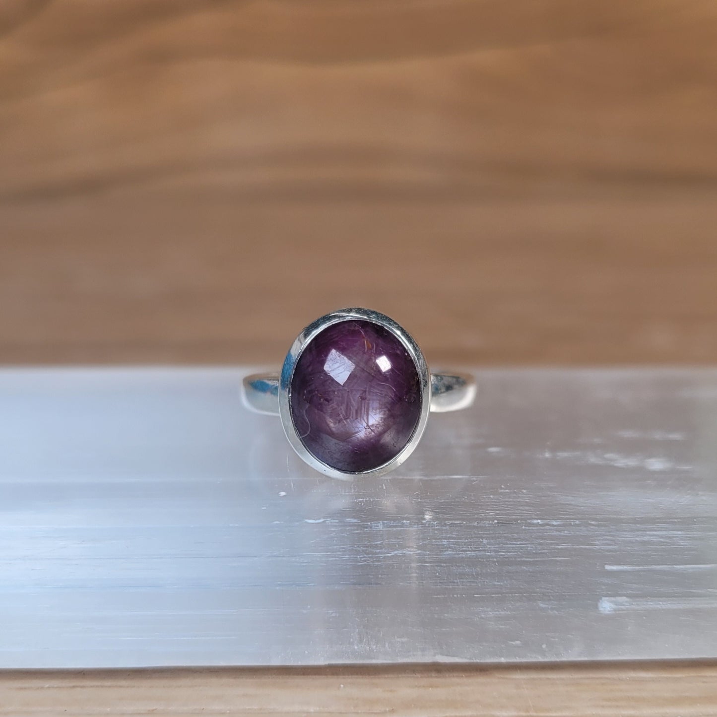Star Ruby Sterling Silver Ring - Size 5