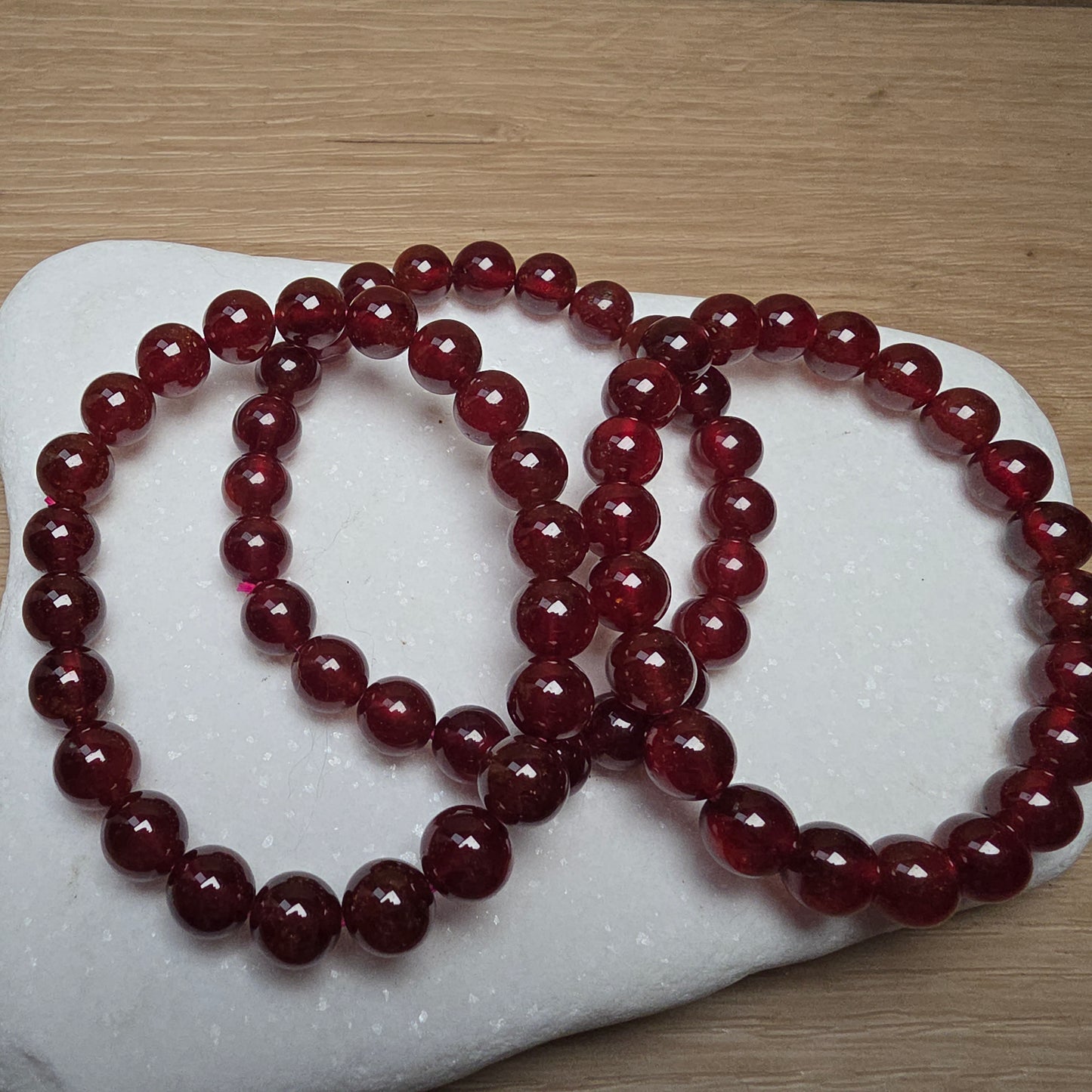 Natural Garnet Bracelet – 8mm to 8.5mm Deep Red Gemstone Beads