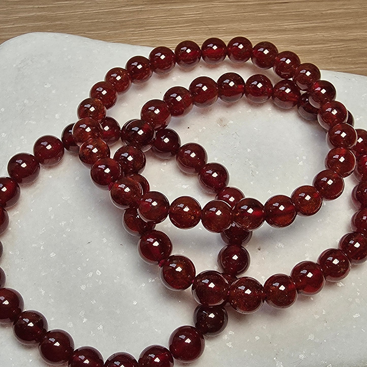 Natural Garnet Bracelet – 7mm to 7.5mm Deep Red Gemstone Beads