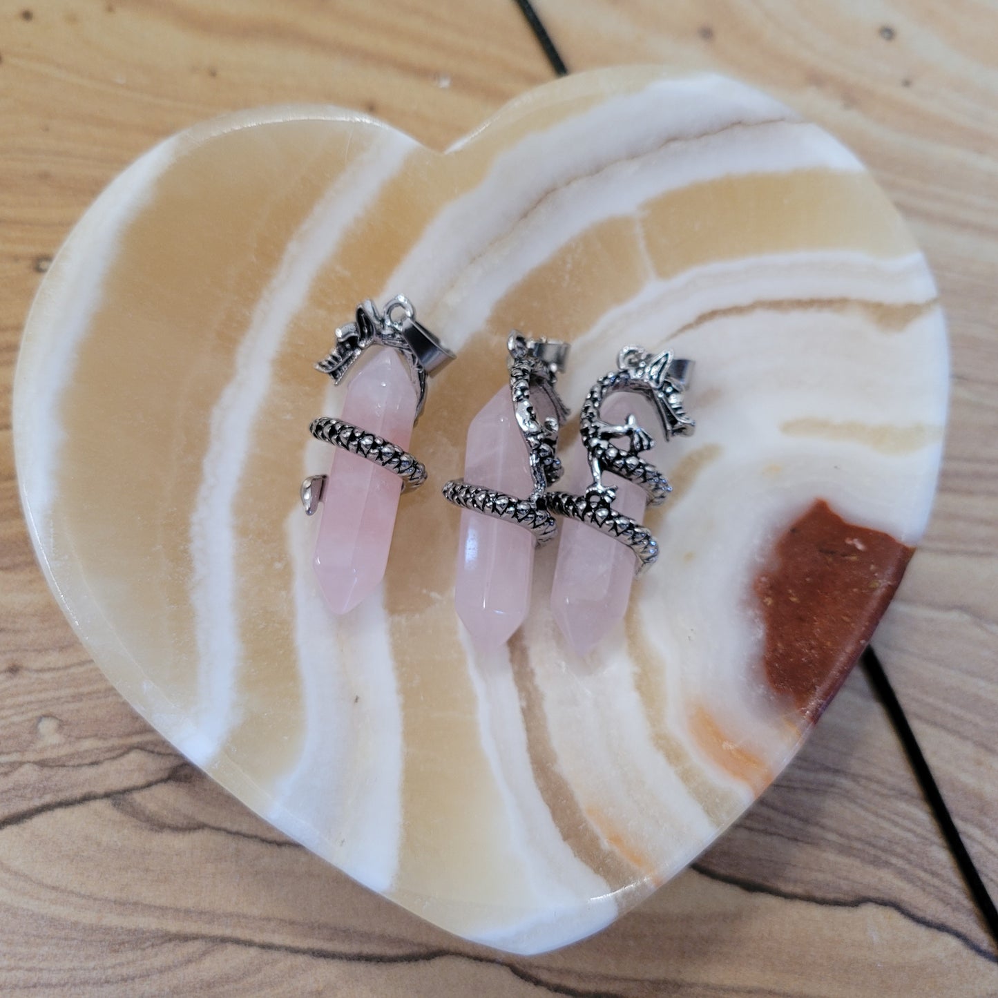 Rose Quartz Dragon Necklace
