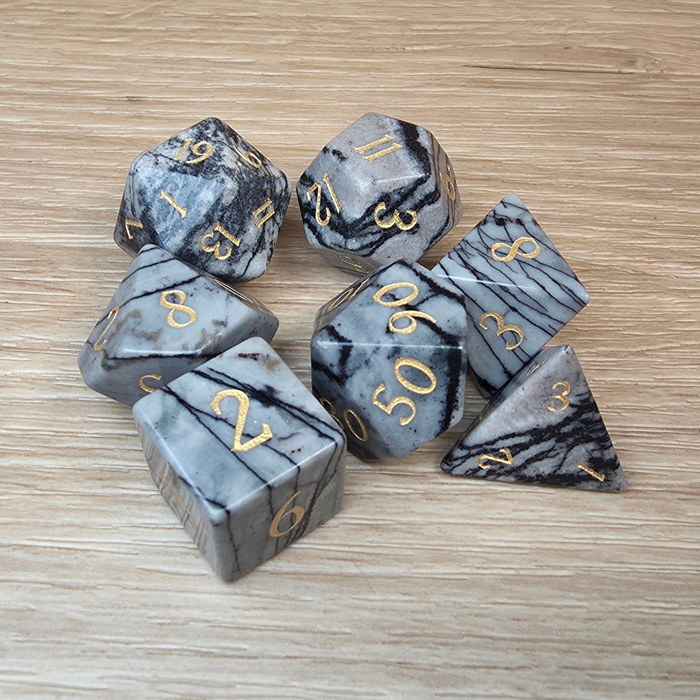 Black Network Jasper Dungeons & Dragons Polyhedral Set