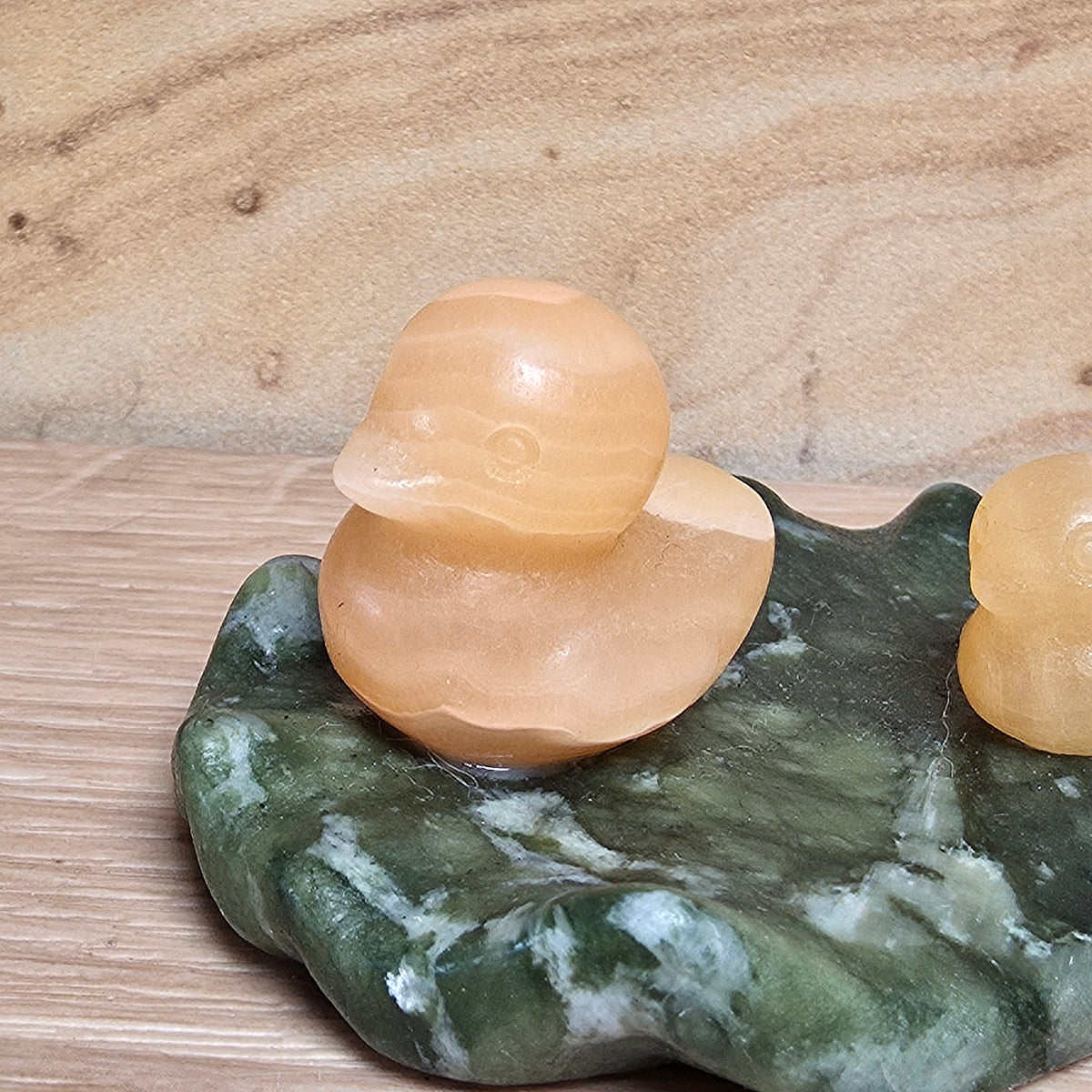 Ducks on a Lily Pad | Serpentine & Calcite