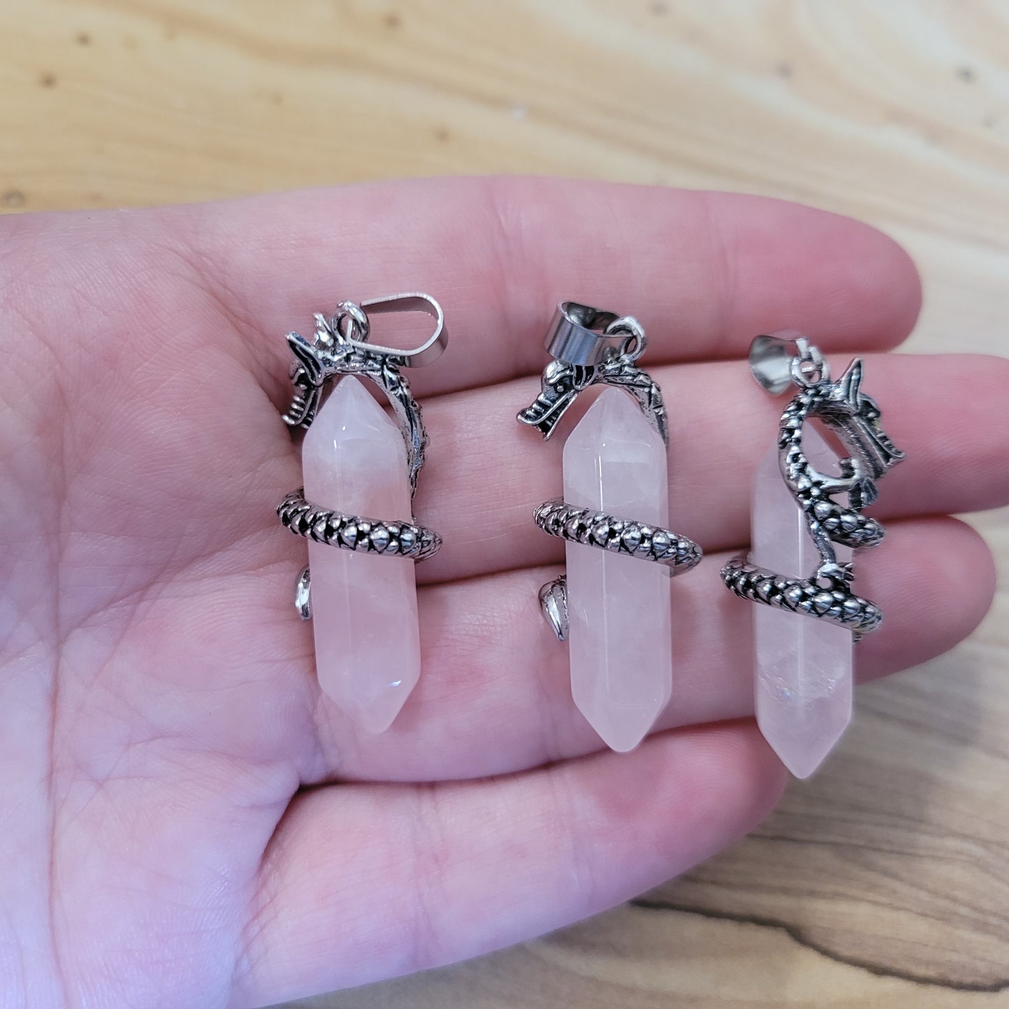Rose Quartz Dragon Necklace