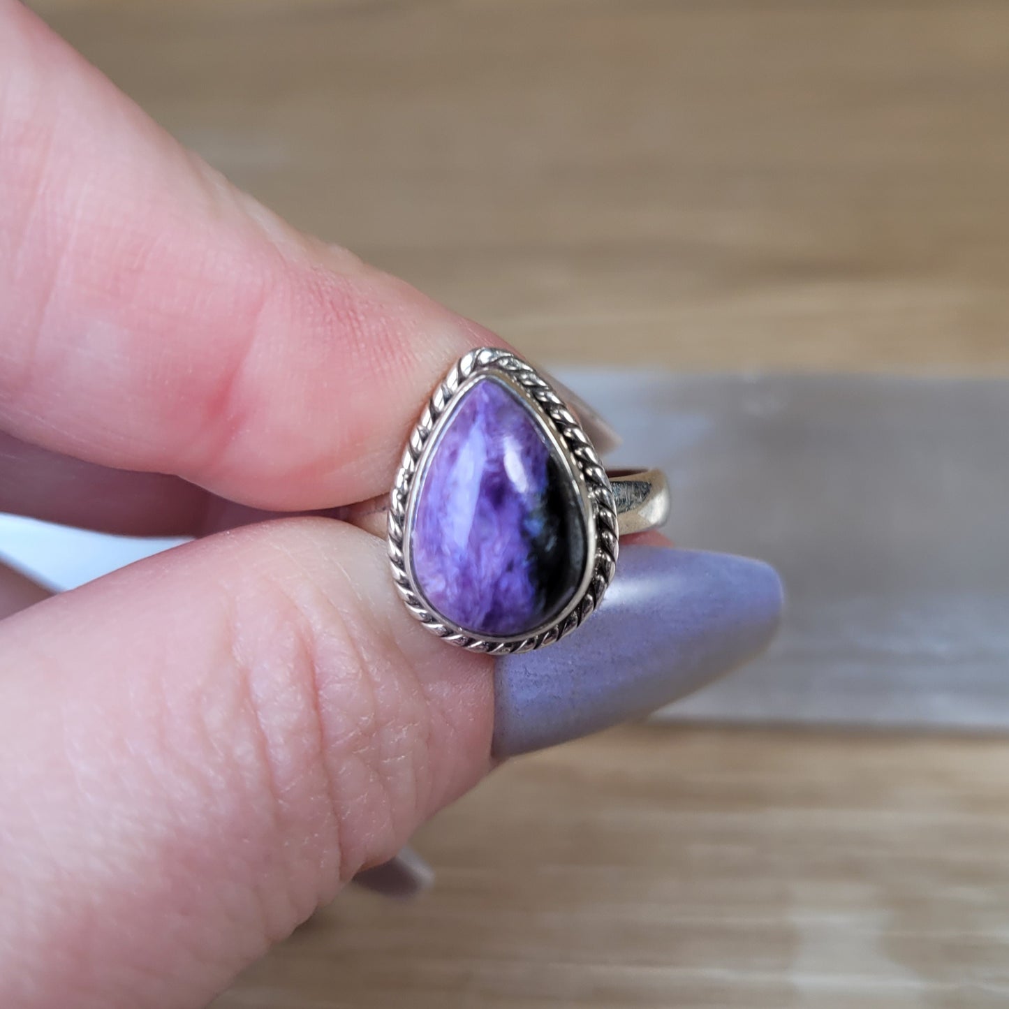 Charoite Sterling Silver Ring - Size 6