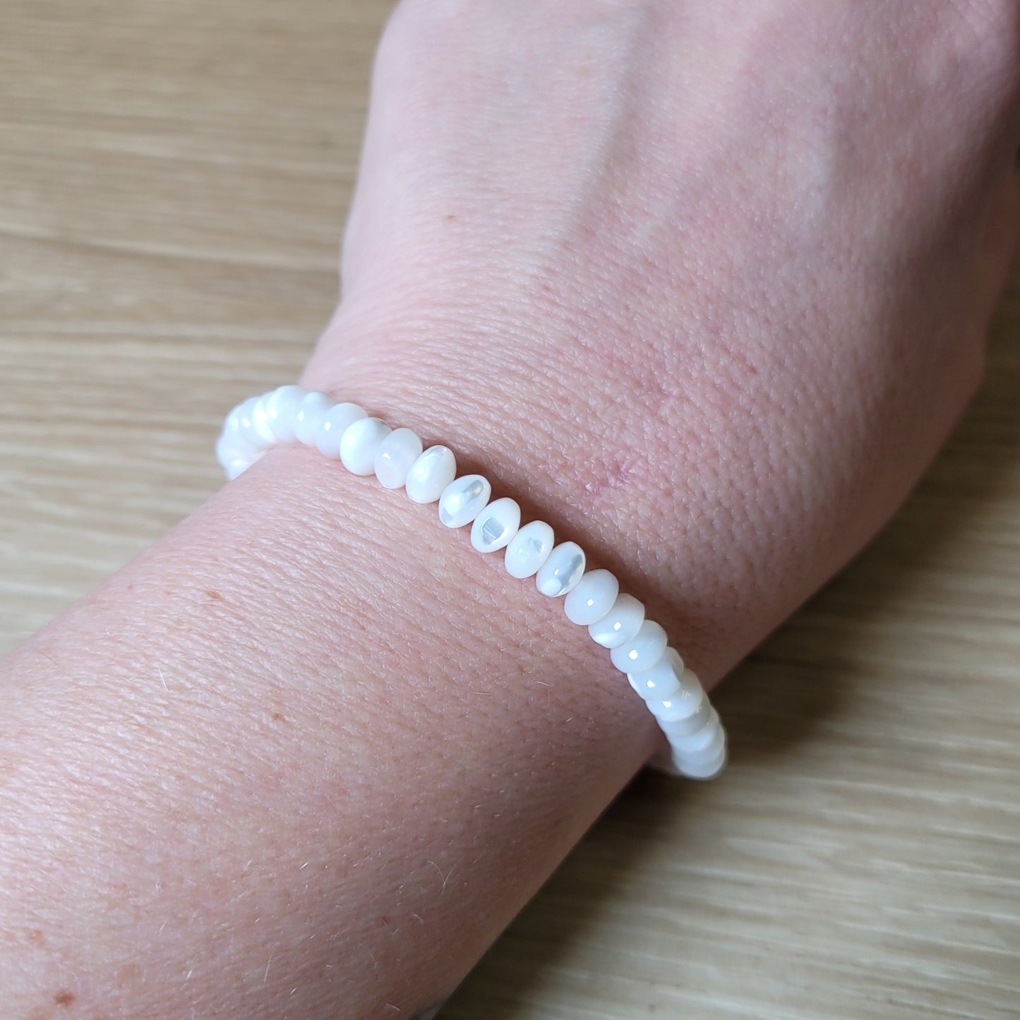 Mother of Pearl Rondelle Bracelet - 6mm