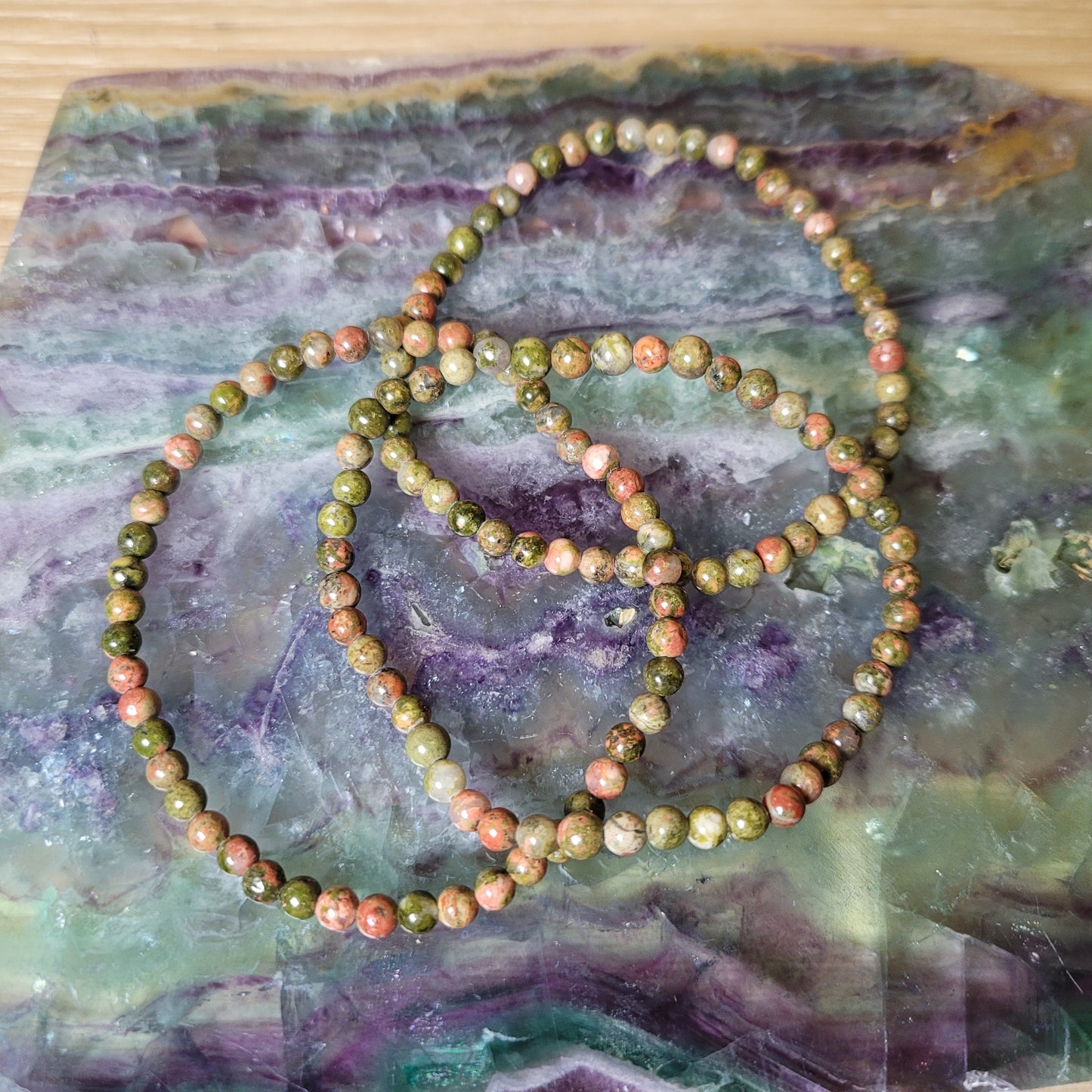 Unakite Bracelet - 4mm to 4.5mm