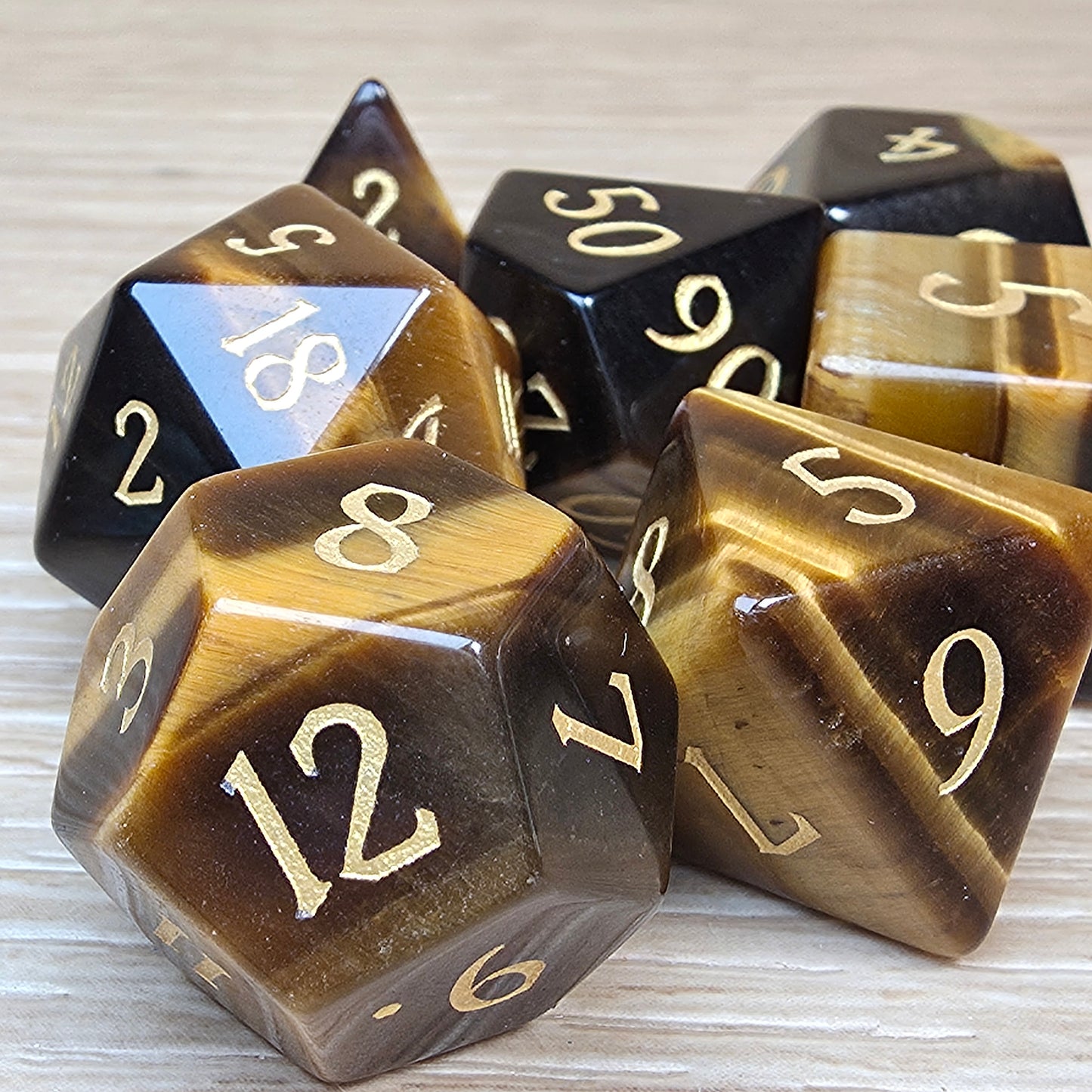 Tiger Eye Dungeons & Dragons Polyhedral Set