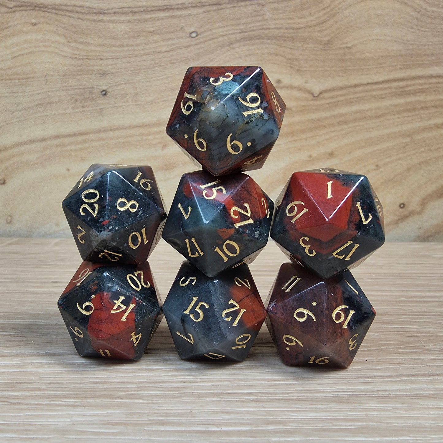 African Bloodstone Dungeons & Dragons Polyhedral D20 Dice