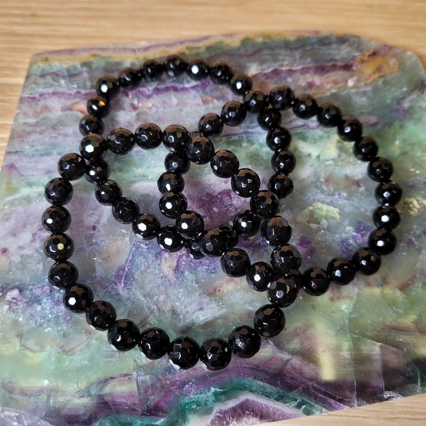 Black Tourmaline (Faceted) Bracelet - 8mm