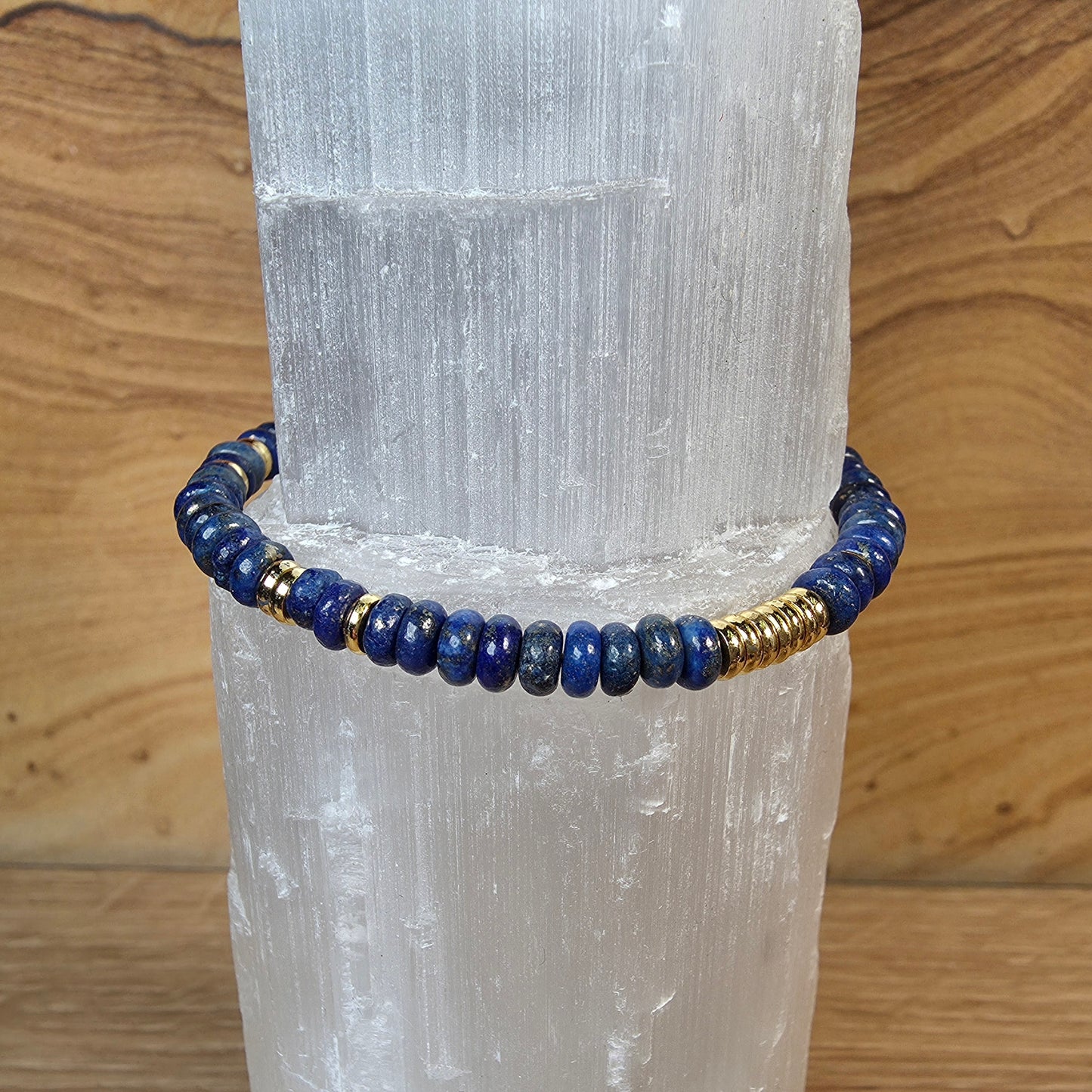 Lapis Lazuli Stainless Steel Bracelet - Adjustable