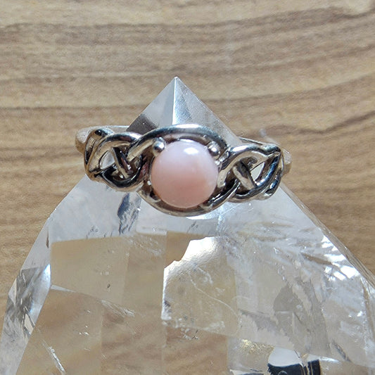 Pink Opal Sterling Silver Ring - Size 6