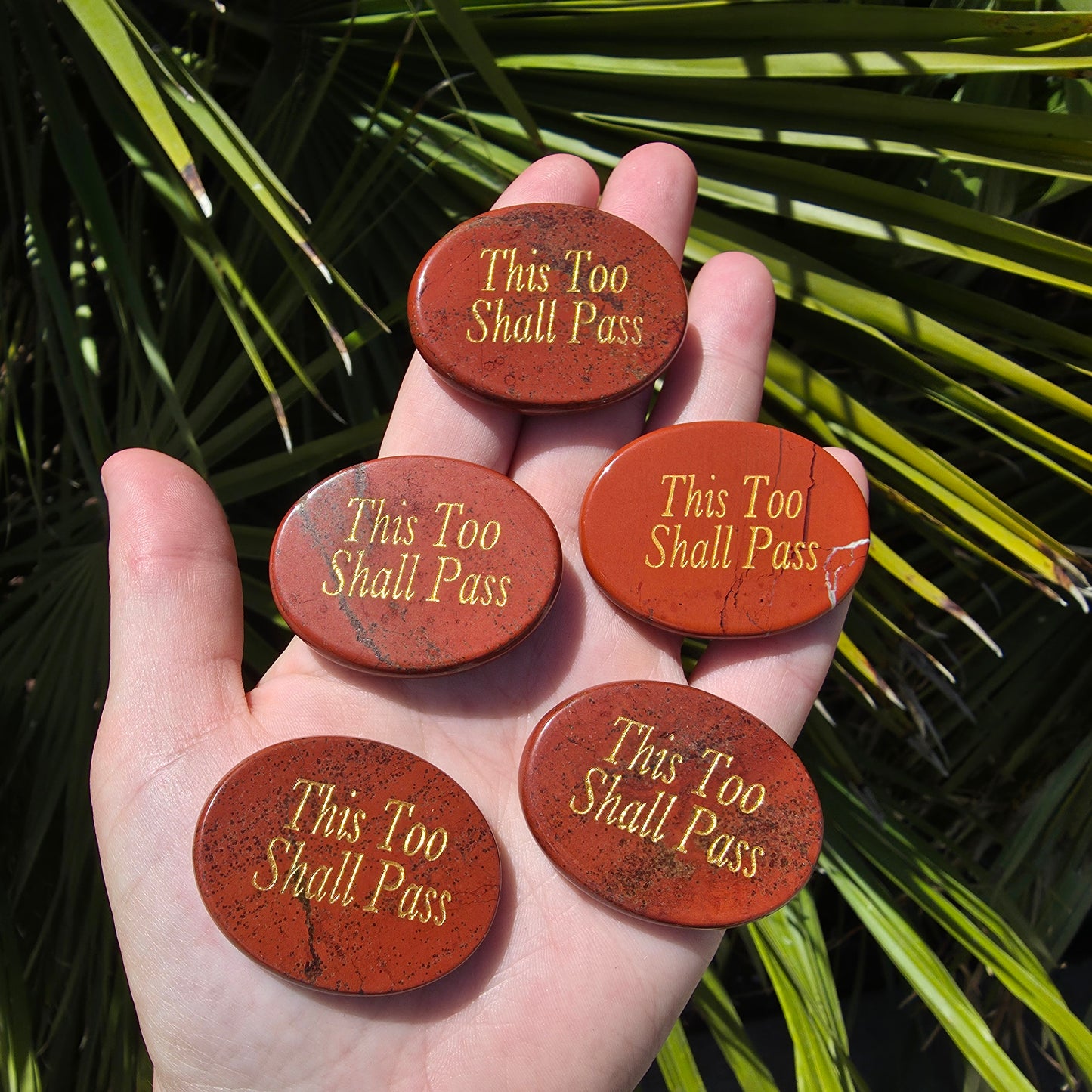 "This Too Shall Pass" Engraved Crystal Palm Stone