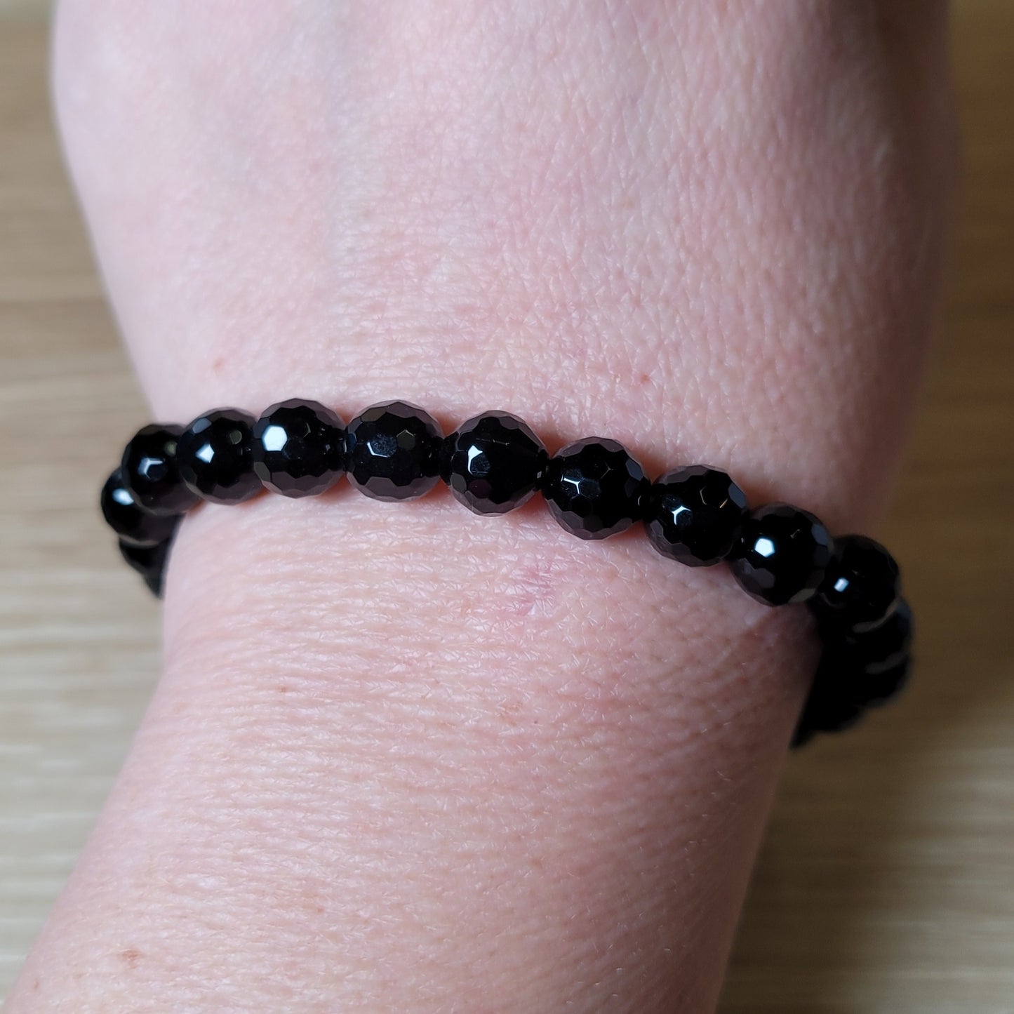 Black Tourmaline (Faceted) Bracelet - 8mm