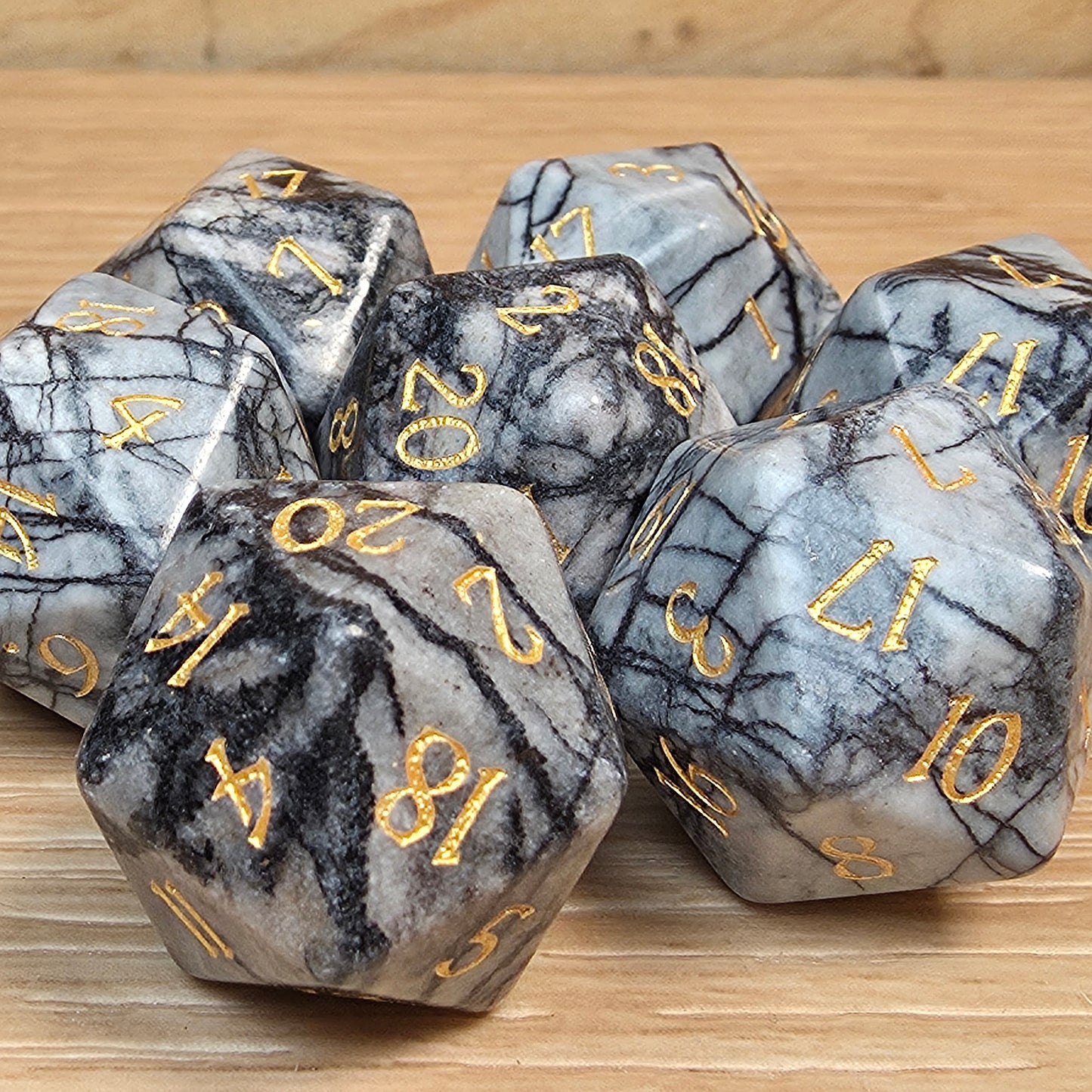 Black Network Jasper Dungeons & Dragons Polyhedral D20 Dice
