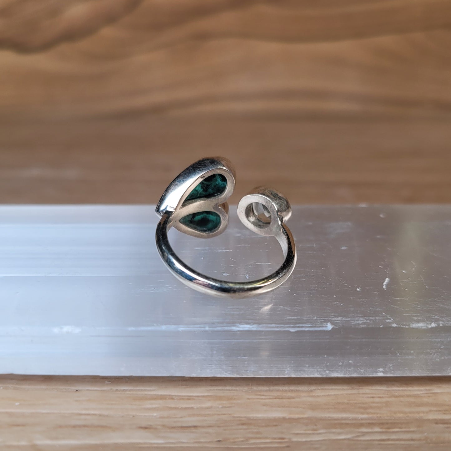 Malachite & Prasiolite Sterling Silver Ring - Size 6
