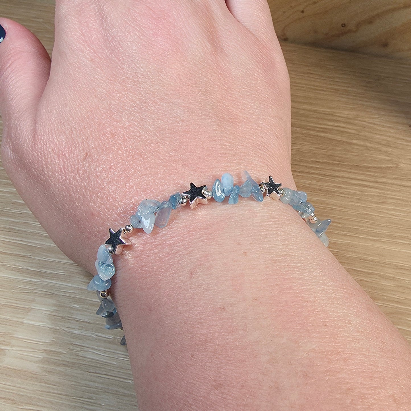 Aquamarine Stainless Steel Bracelet - Adjustable