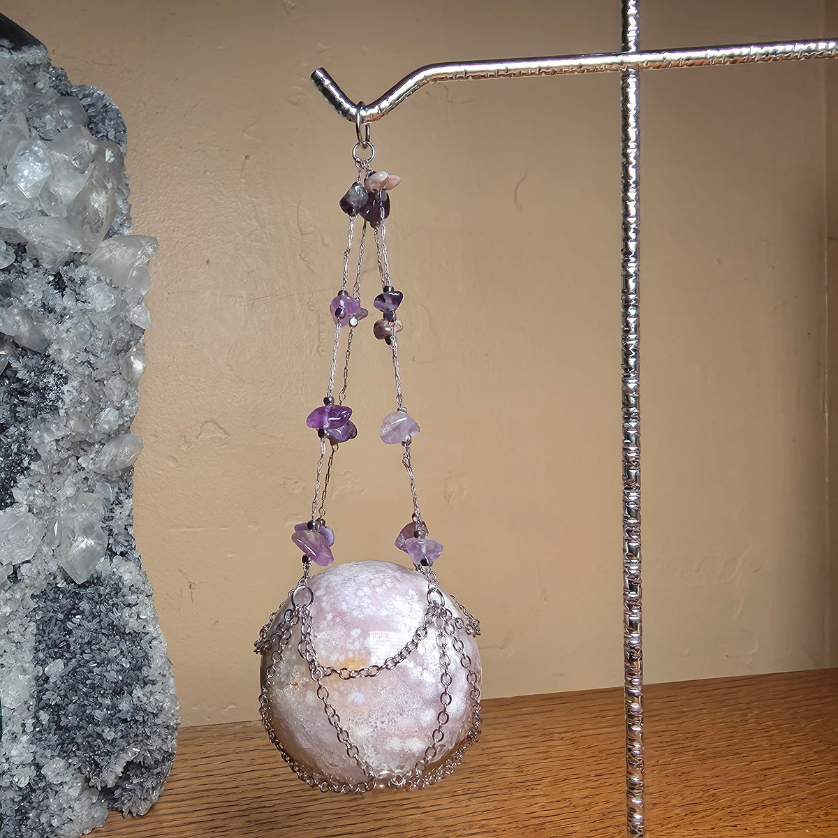 Double Hanging Sphere Holder | Amethyst