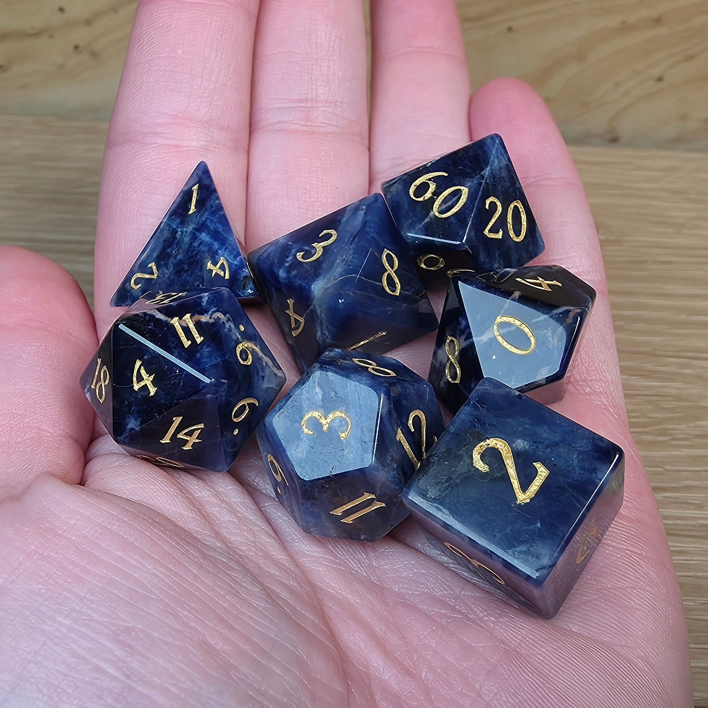 Sodalite Dungeons & Dragons Polyhedral Set